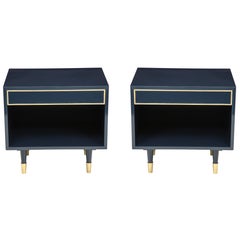 Harvey Probber Midnight Blue Lacquer Nightstands