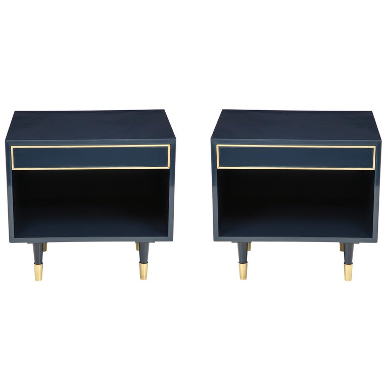 Harvey Probber Midnight Blue Lacquer Nightstands at 1stDibs