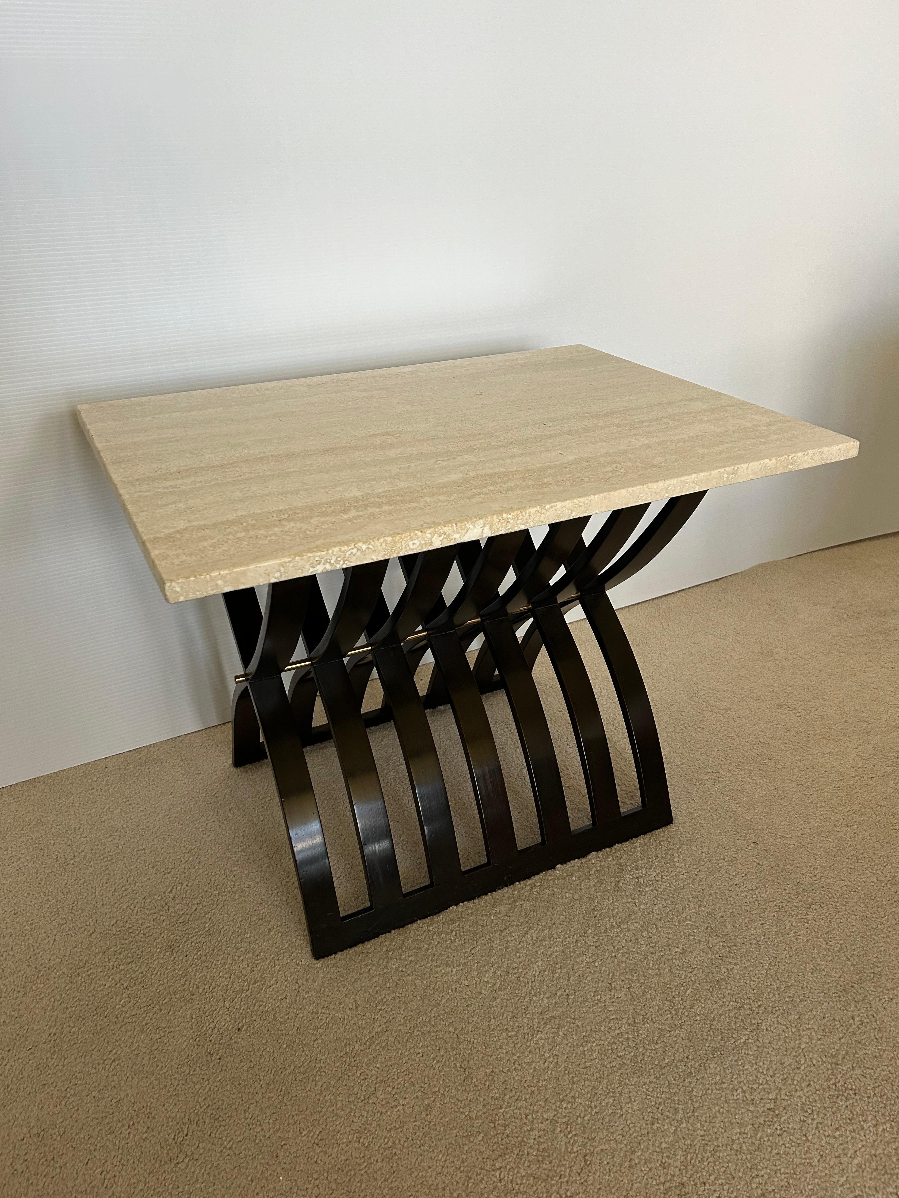 Harvey Probber  modèle 1216 table en acajou avec plateau en travertin en vente 6