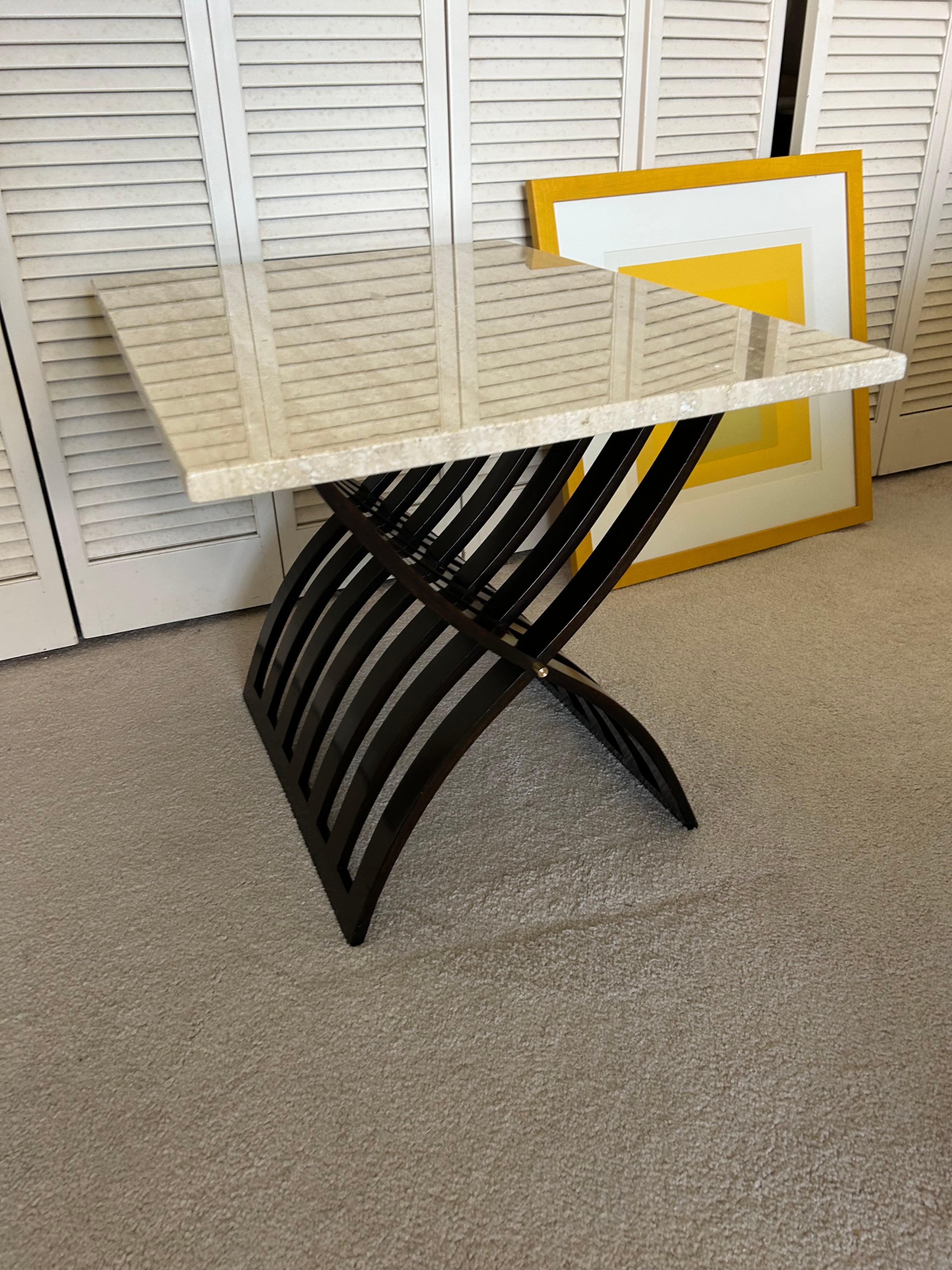 Harvey Probber  modèle 1216 table en acajou avec plateau en travertin en vente 8
