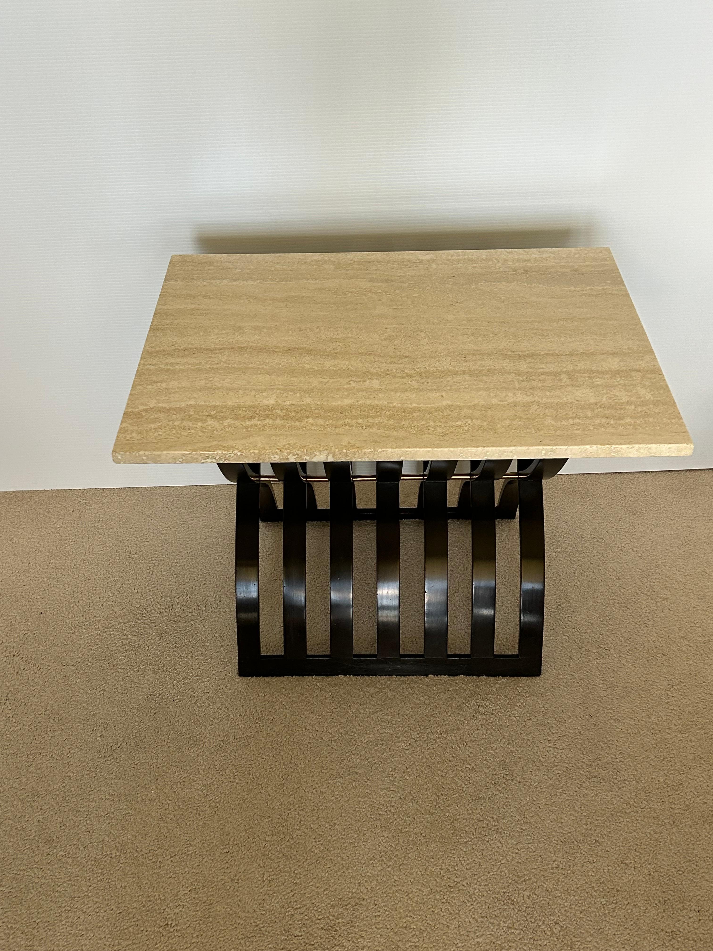 Harvey Probber  modèle 1216 table en acajou avec plateau en travertin en vente 10