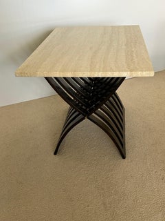 Harvey Probber  modelo 1216 mesa de caoba con tablero de travertino