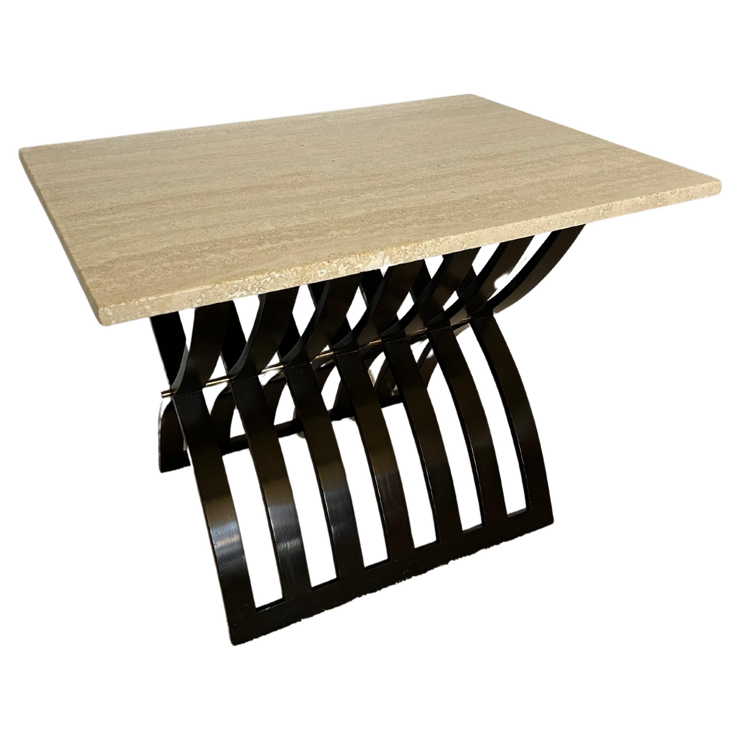 Harvey Probber  modèle 1216 table en acajou avec plateau en travertin en vente