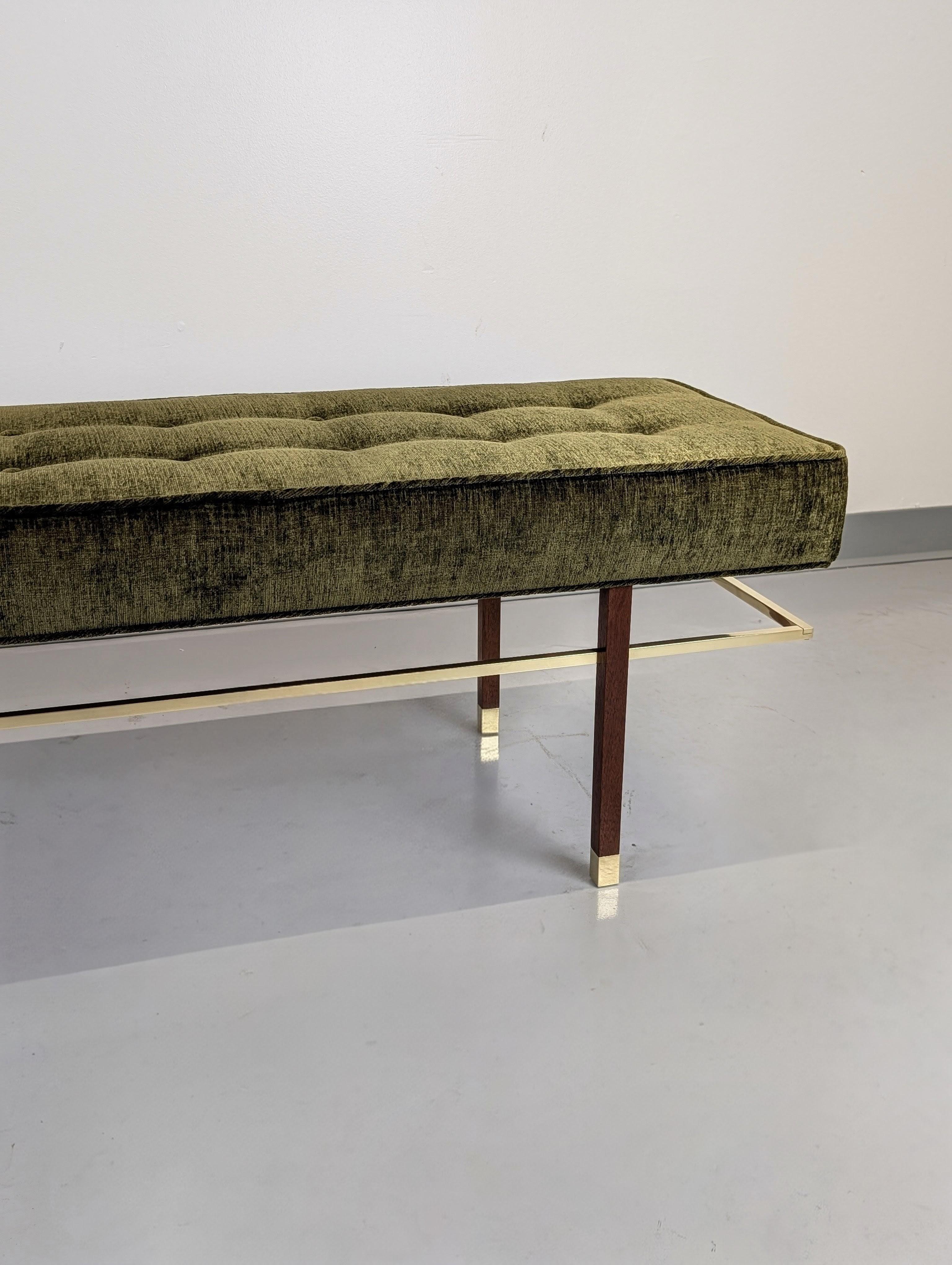 Ottone Panchina in mogano e ottone Harvey Probber Model PUB 70½ in vendita