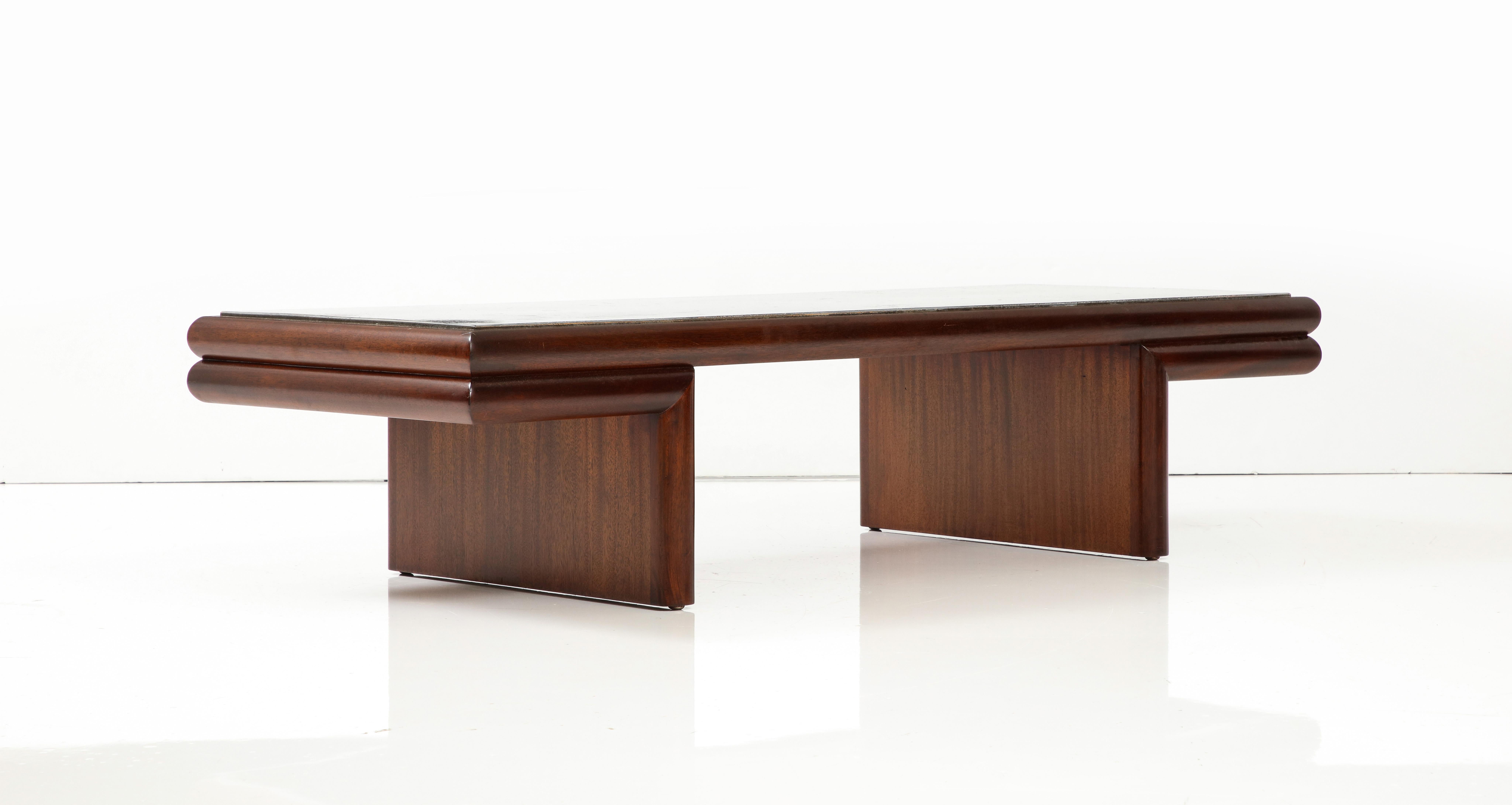 Harvey Probber Modernist Mahogany Coffee Table With Resin Top For Sale 6