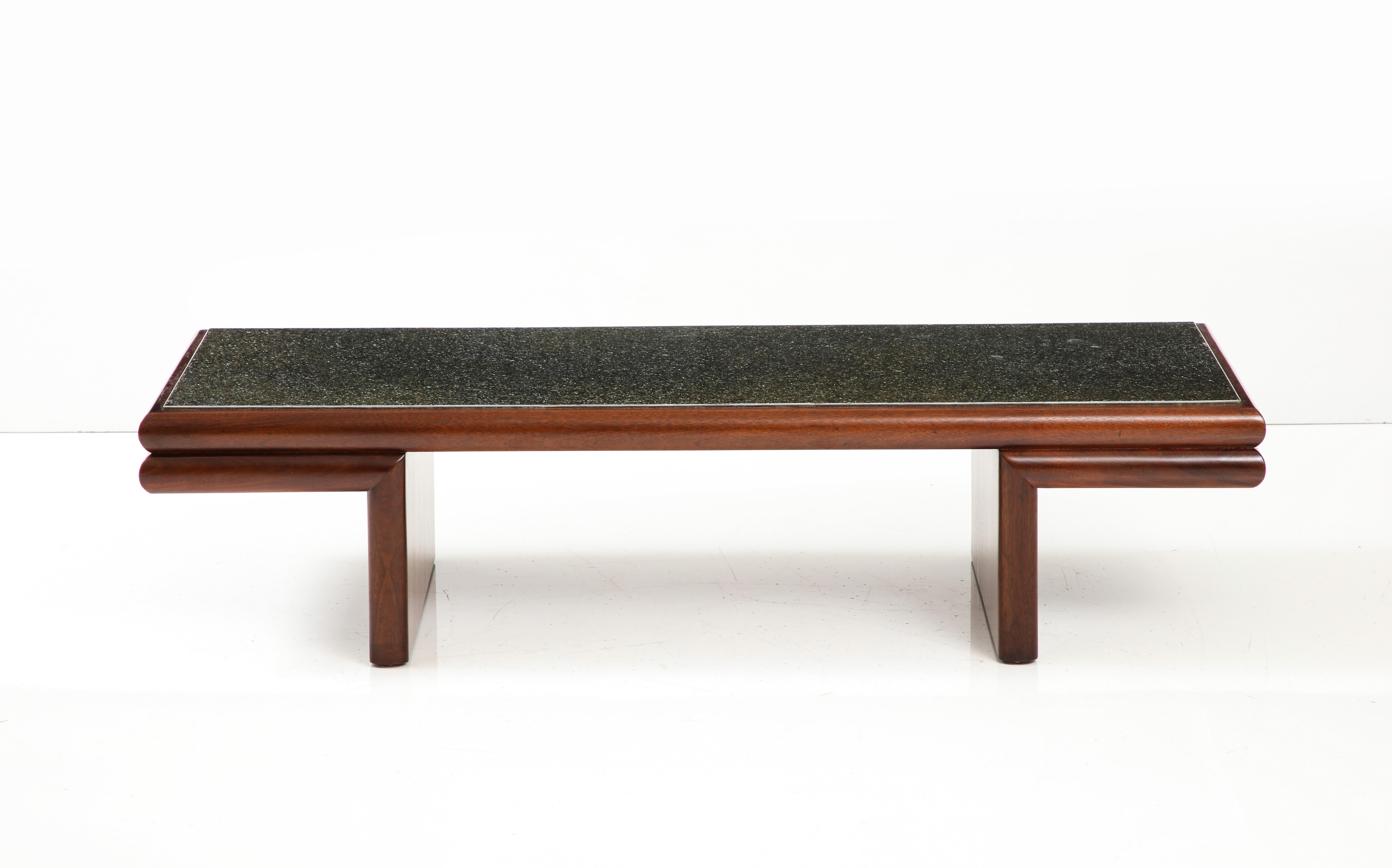 Harvey Probber Modernist Mahogany Coffee Table With Resin Top For Sale 7