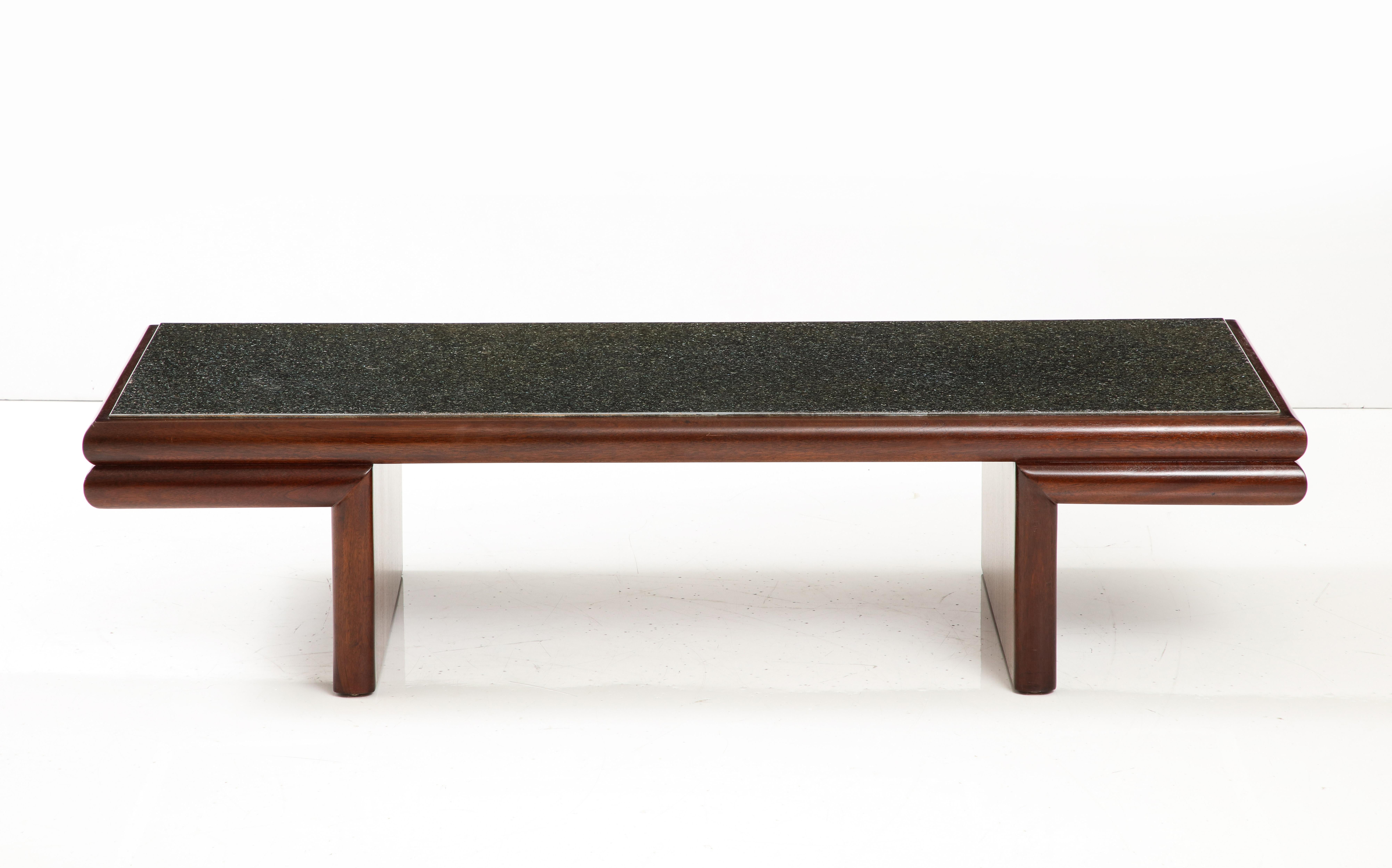 Harvey Probber Modernist Mahogany Coffee Table With Resin Top For Sale 2