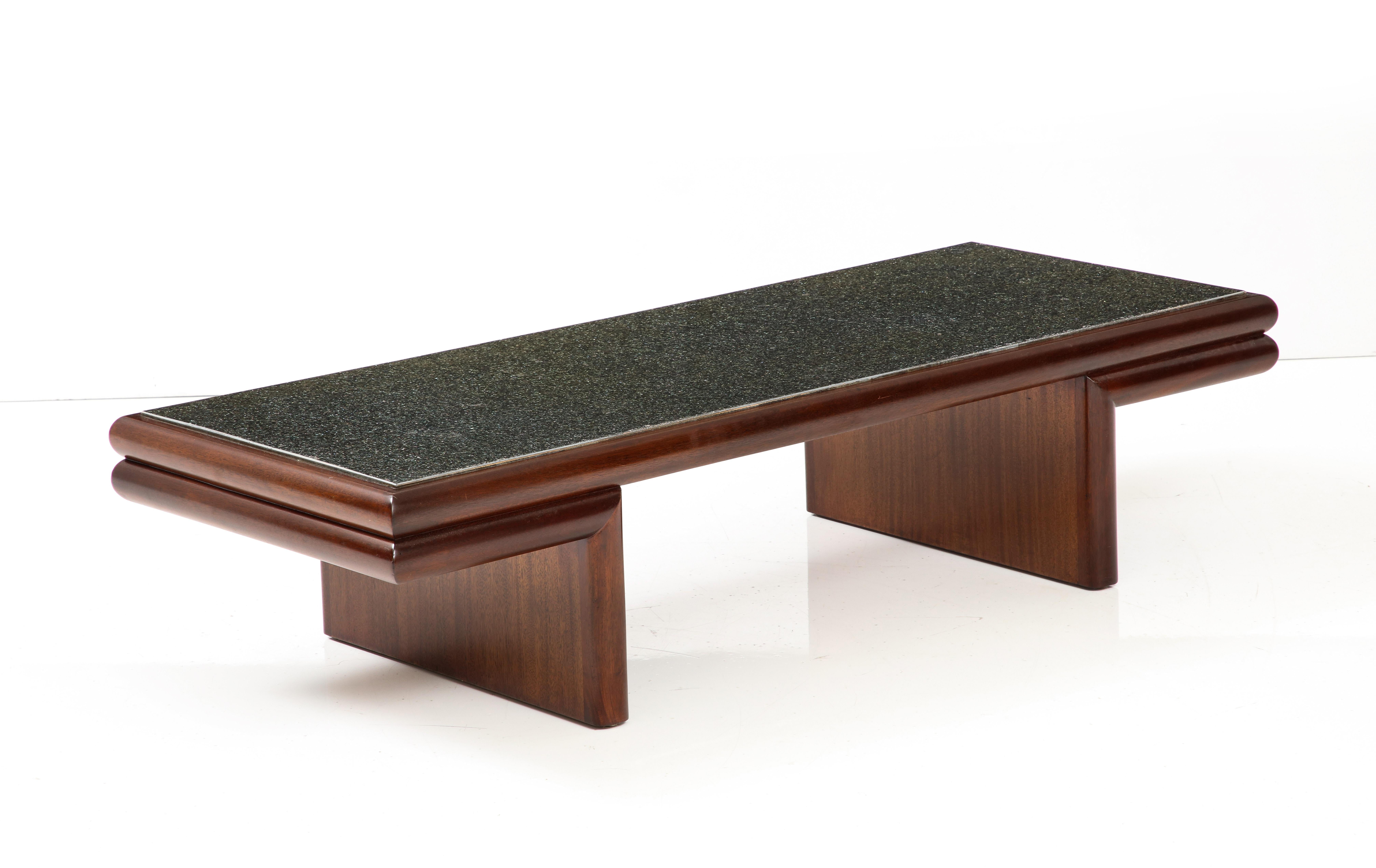 Harvey Probber Modernist Mahogany Coffee Table With Resin Top For Sale 4
