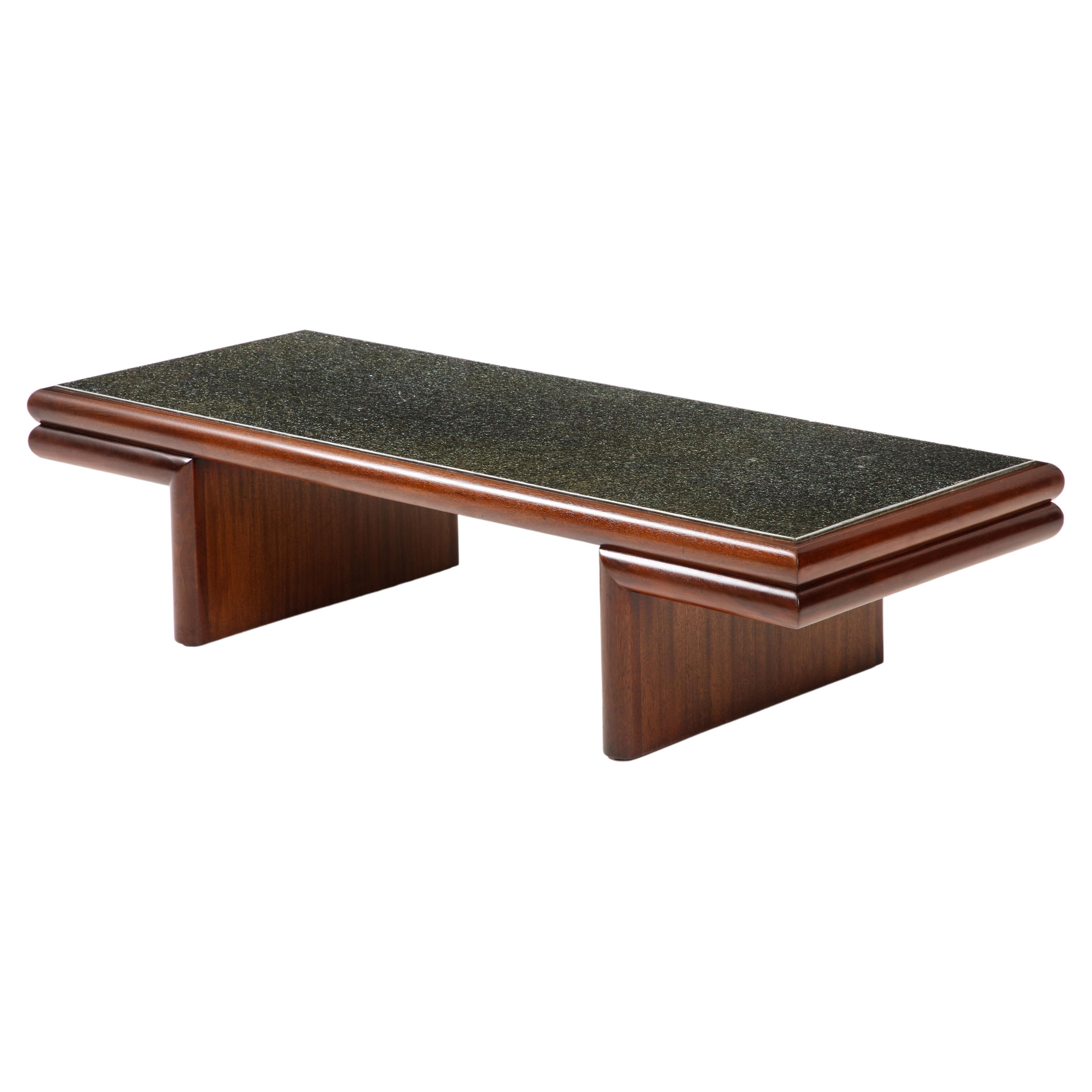 Harvey Probber Modernist Mahogany Coffee Table With Resin Top For Sale