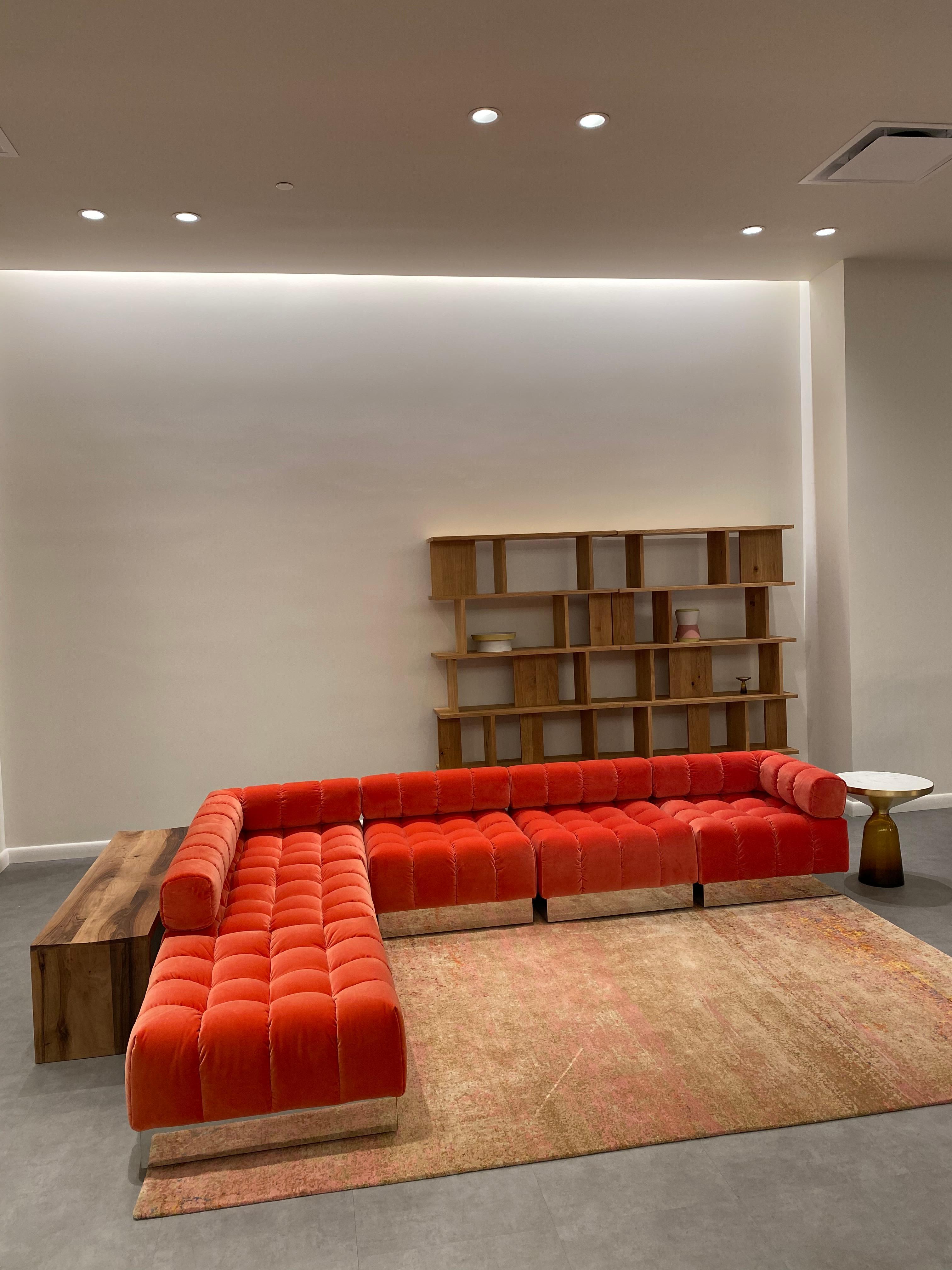 Harvey Probber Modular Deep Tuft Sofa Upholstered in  Raf Simmons Velvet  In Excellent Condition In New York, NY
