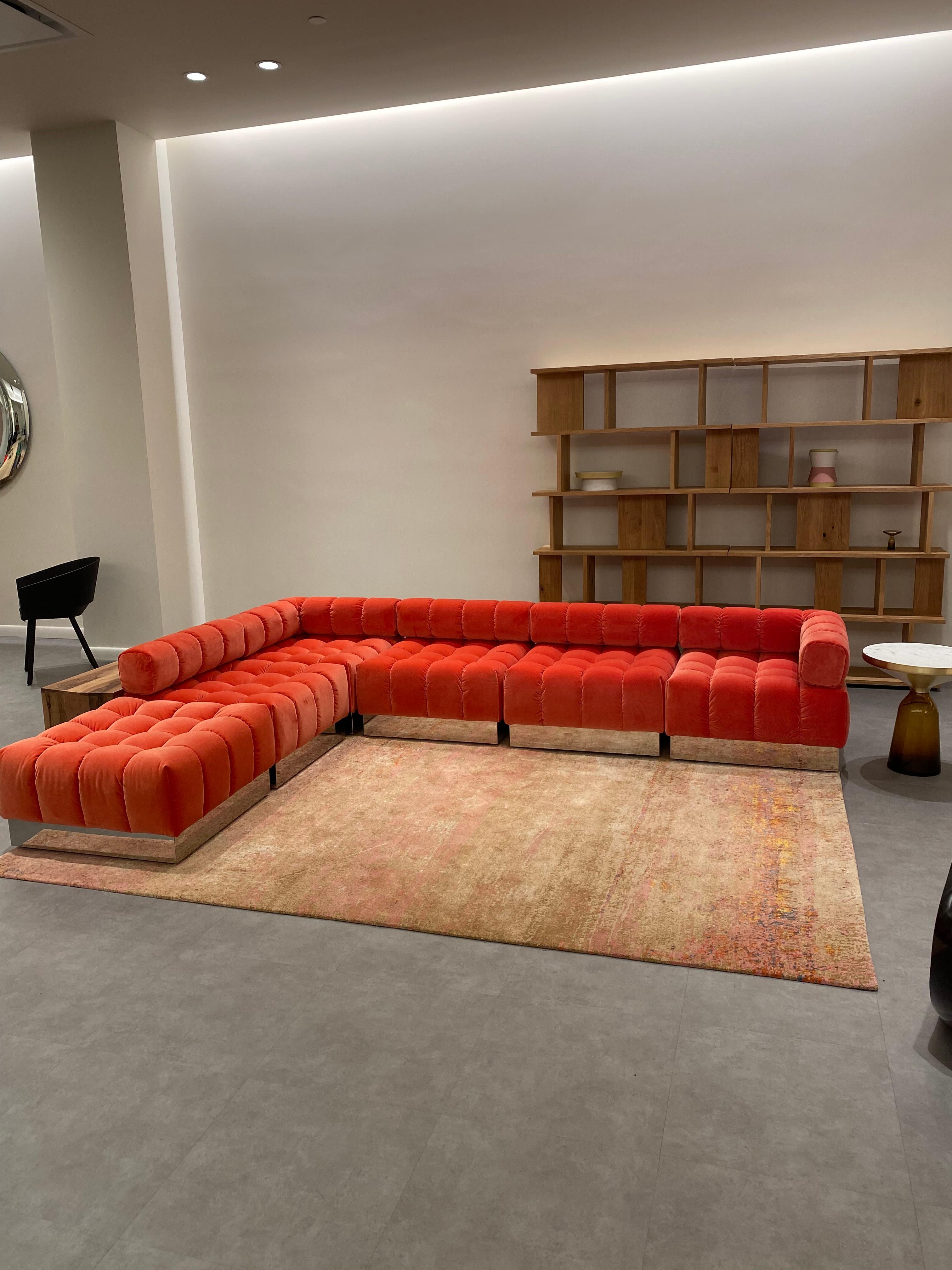 Contemporary Harvey Probber Modular Deep Tuft Sofa Upholstered in  Raf Simmons Velvet