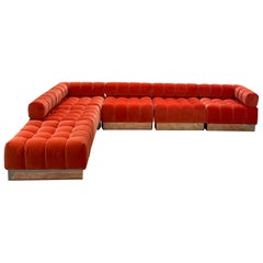 Harvey Probber Modular Deep Tuft Sofa Upholstered in  Raf Simmons Velvet