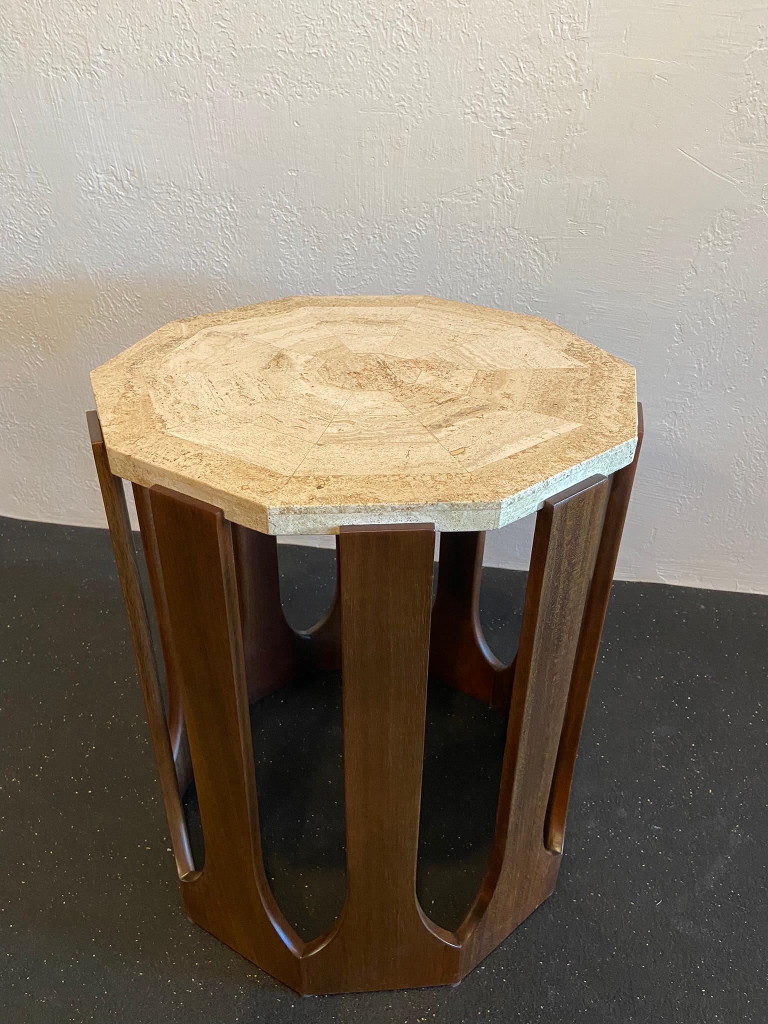 North American Harvey Probber Mosaic Travertine Occasional Table For Sale
