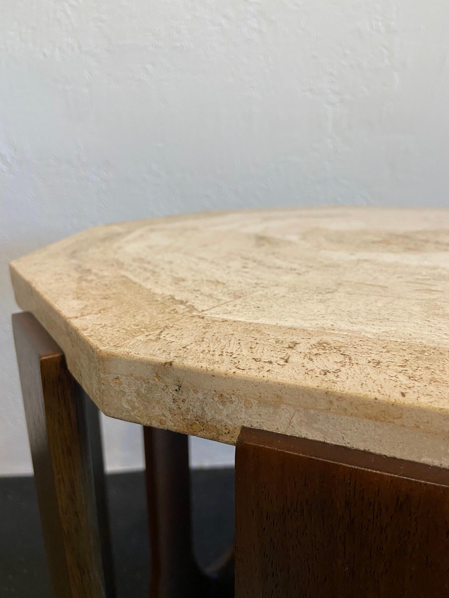 Harvey Probber Mosaic Travertine Occasional Table In Good Condition For Sale In West Palm Beach, FL