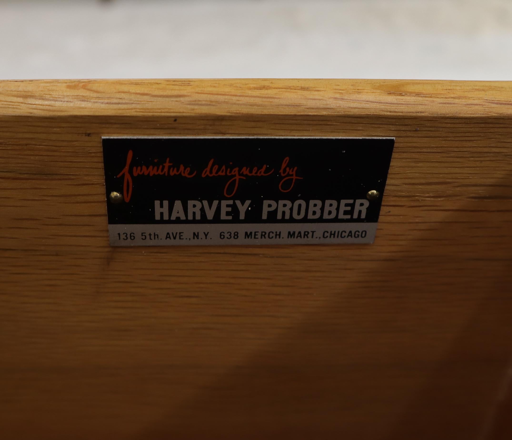 Harvey Probber Nine-Drawer Espresso Mahogany Long Dresser Credenza Brass Pulls In Excellent Condition In Rockaway, NJ