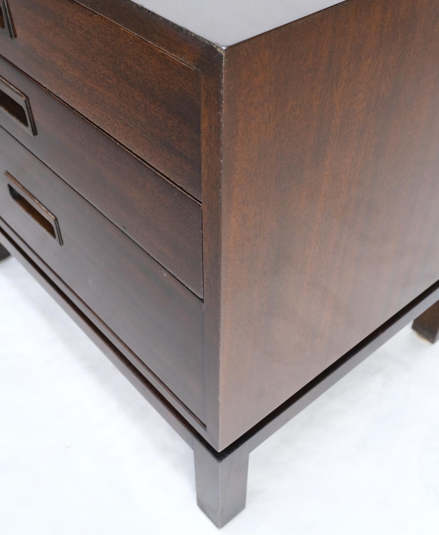 Mahogany Harvey Probber Non Matching Pair of Walnut 3 Drawers Nightstands End Tables For Sale