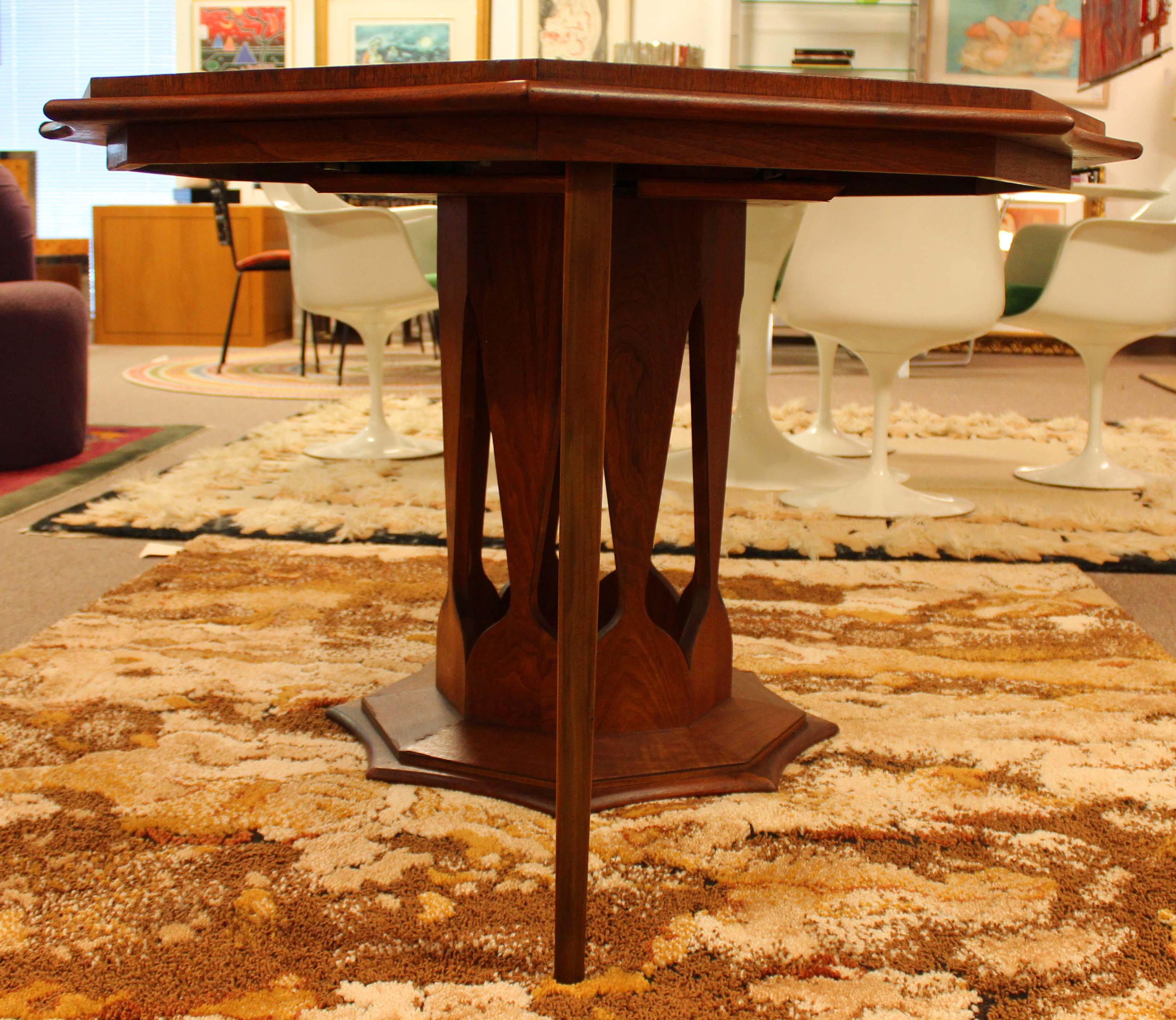 Harvey Probber Octagon Walnut Dining Table w Leaf Mid-Century Modern 3