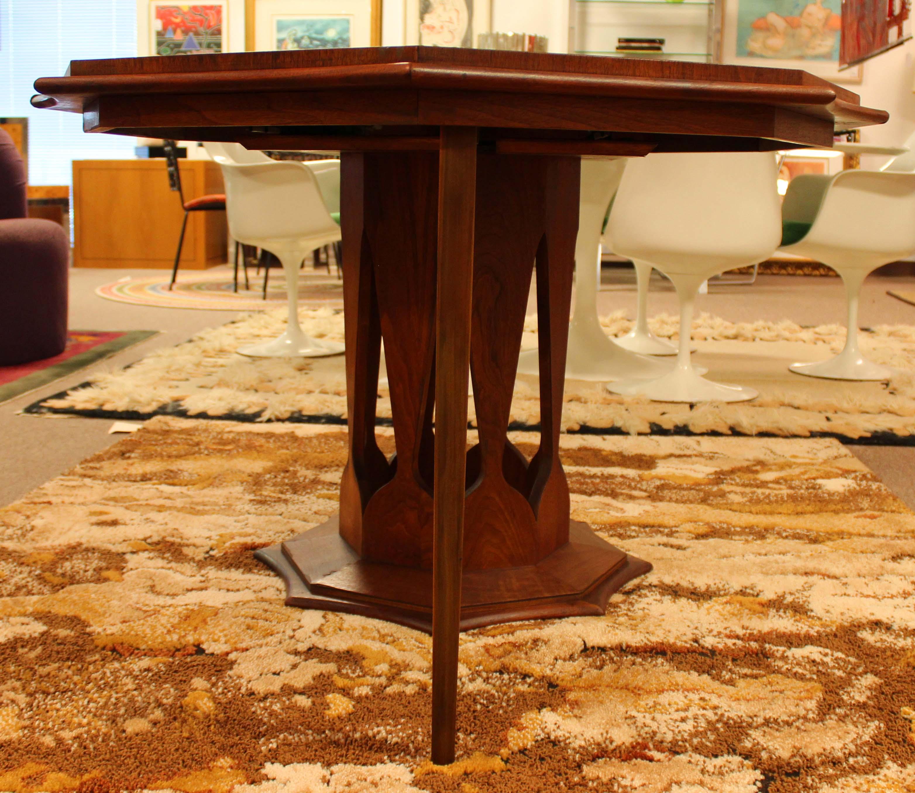 Harvey Probber Octagon Walnut Dining Table w Leaf Mid-Century Modern 4