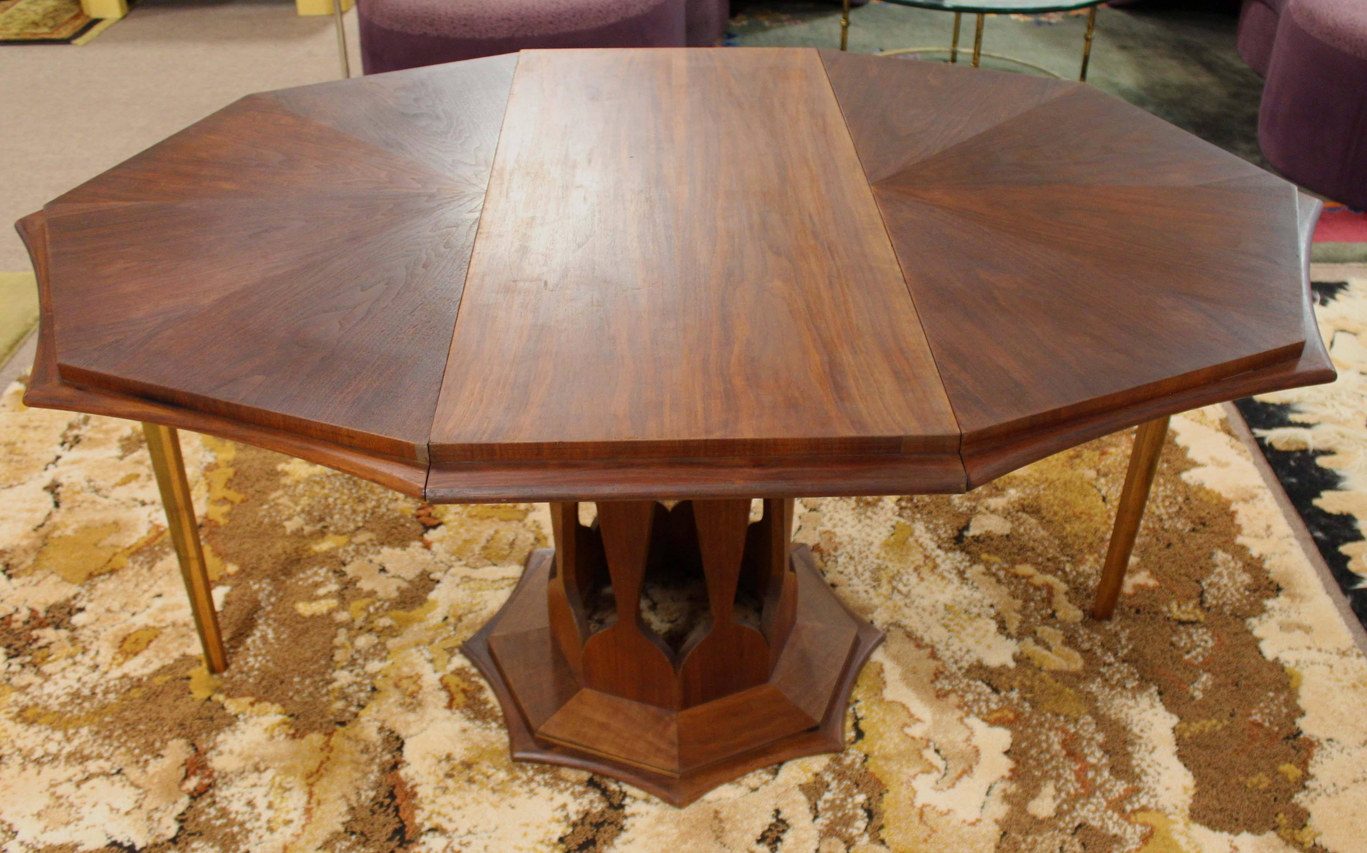 Harvey Probber Octagon Walnut Dining Table w Leaf Mid-Century Modern 1