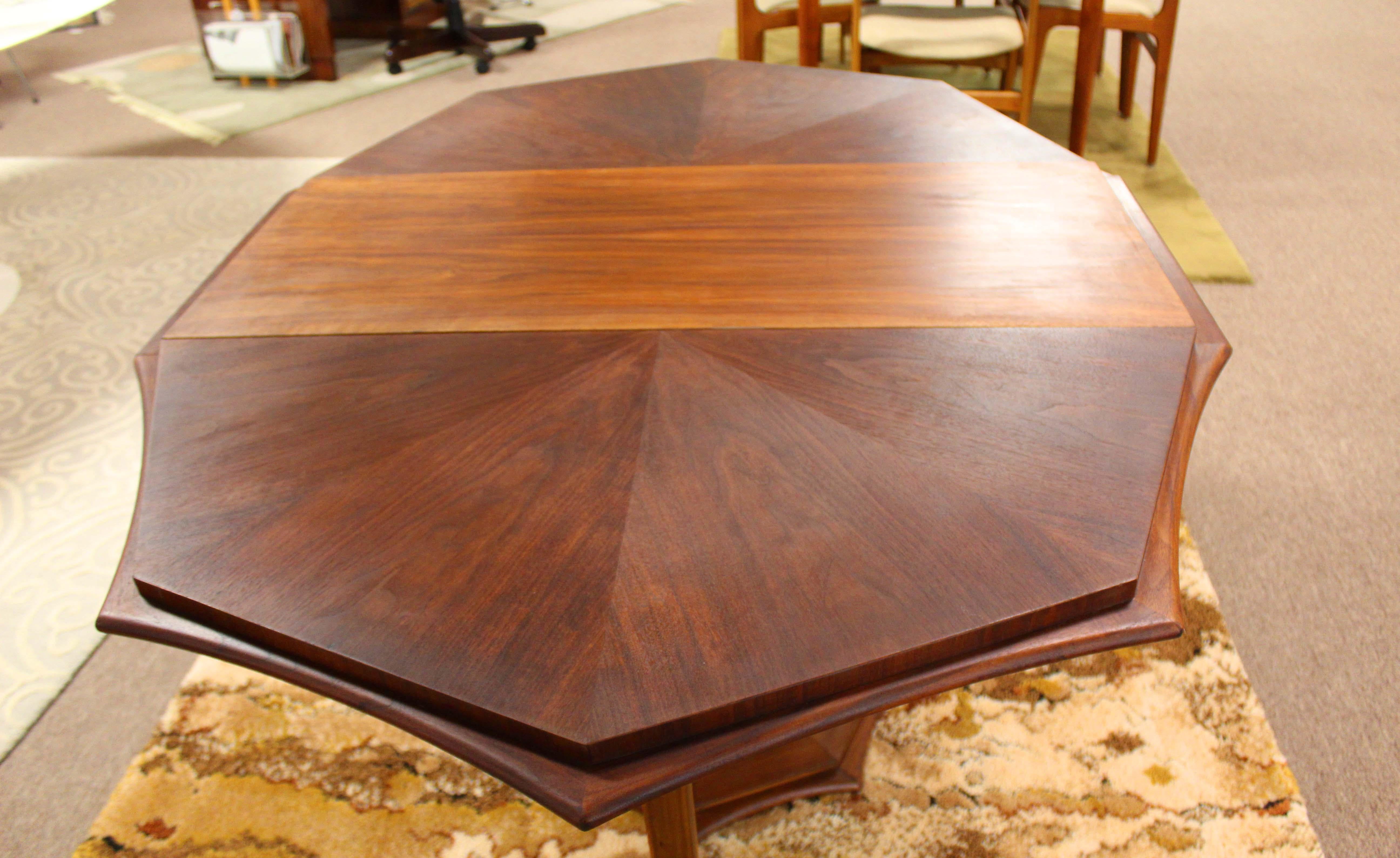 Harvey Probber Octagon Walnut Dining Table w Leaf Mid-Century Modern 3