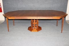 Harvey Probber Octagonal Mid Century Modern Walnut Dining Table with 3 Leaves