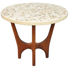 Vintage Harvey Probber Onyx, Marble, Terrazzo and Walnut Side Table