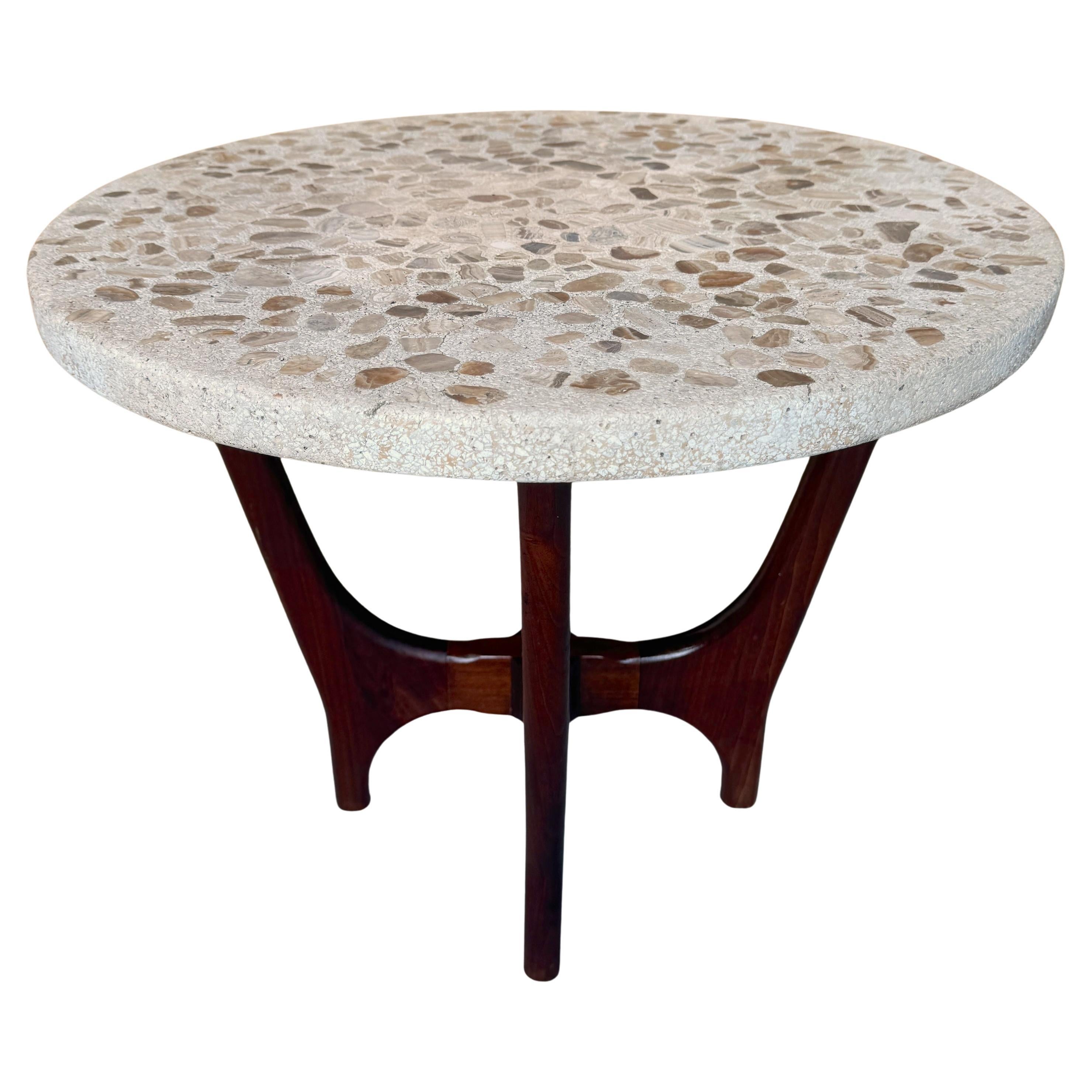 Harvey Probber Onyx, Marble, Terrazzo and Walnut Side Table For Sale