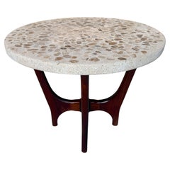 Vintage Harvey Probber Onyx, Marble, Terrazzo and Walnut Side Table