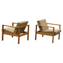 Harvey Probber Original Oak Parsons Style Lounge Chair a Pair