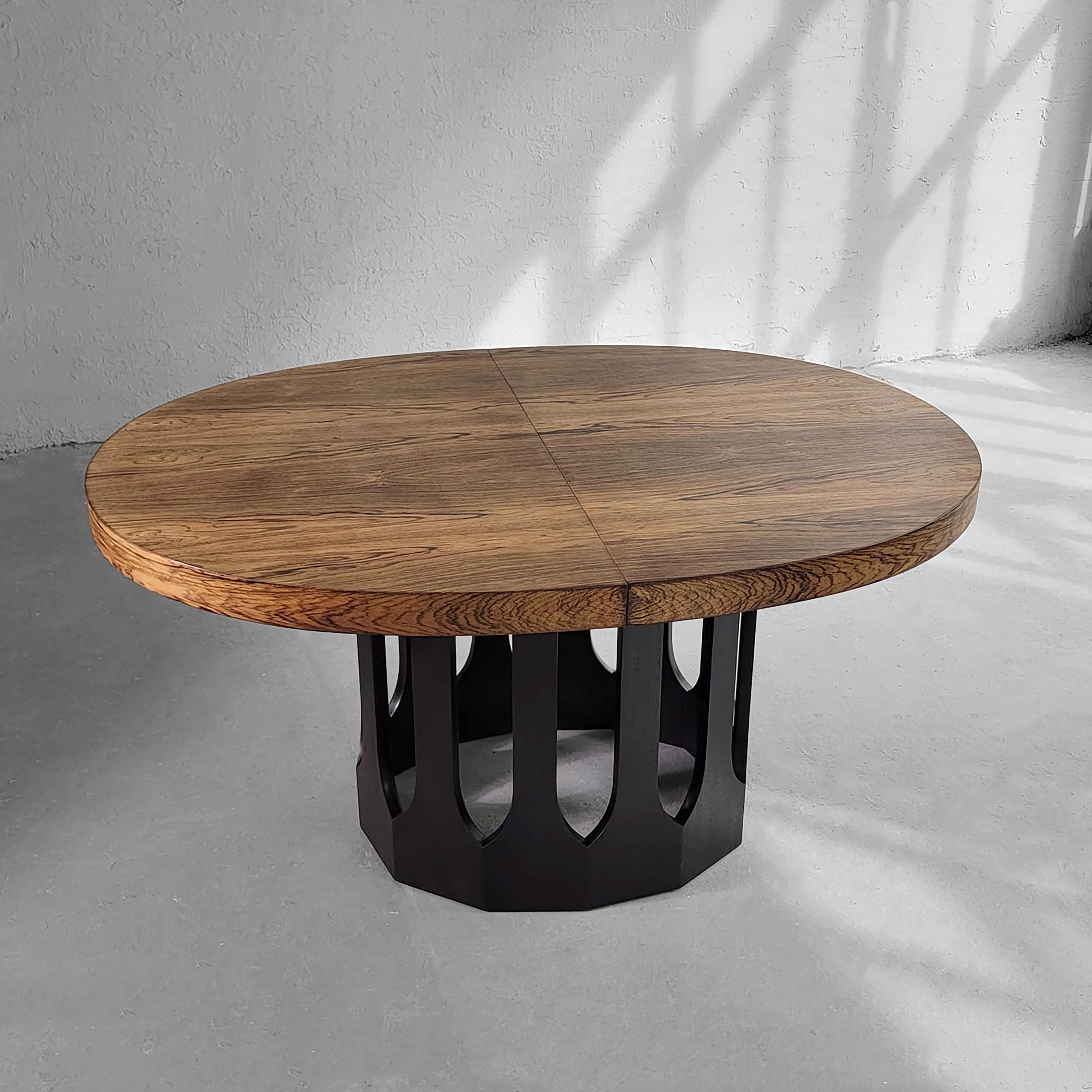 American Harvey Probber Oval Rosewood Extension Dining Table With Cut-Out Base