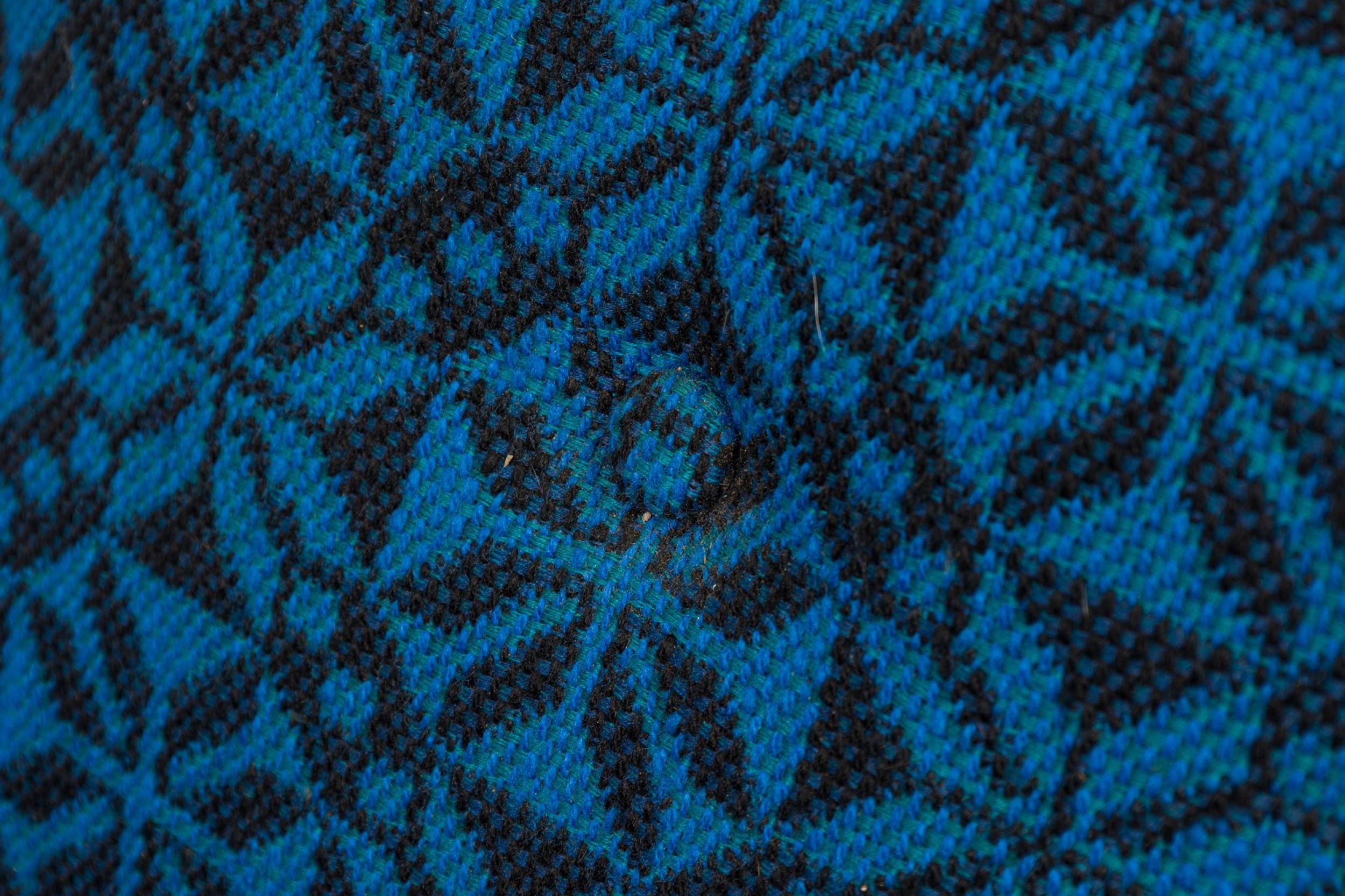 Harvey Probber Oversized Blue Patterned Upholstered Lounge / Armchair For Sale 2