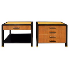 Harvey Probber Pair of Bedside Tables in Mahogany and Teak 1960s 'Signed'