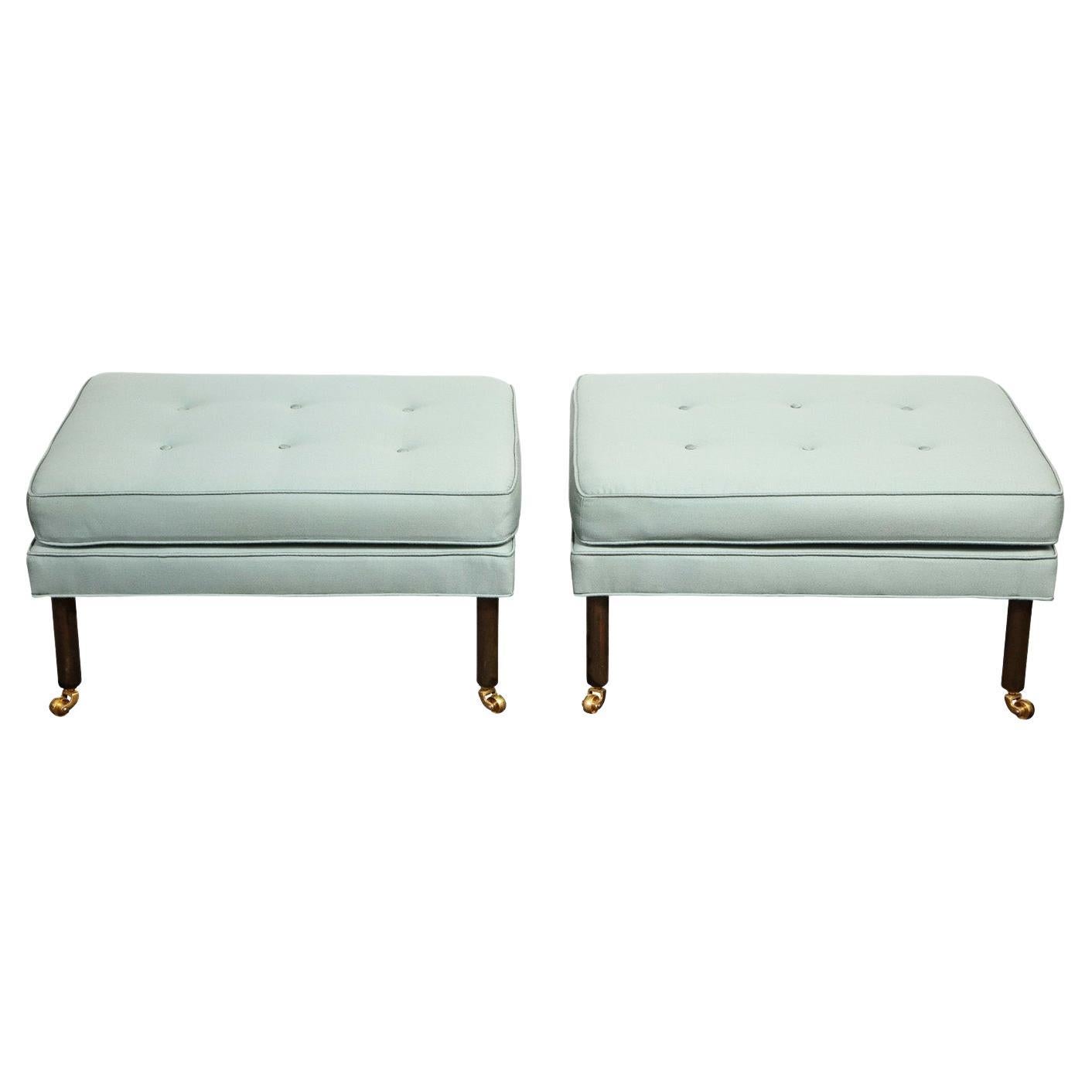 Harvey Probber Pair of Benches with Mahogany Legs and Castors 1950s