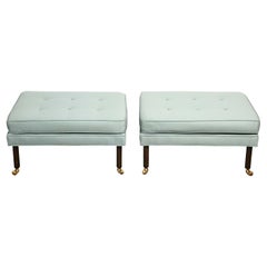 Harvey Probber Pair of Benches with Mahogany Legs and Castors 1950s