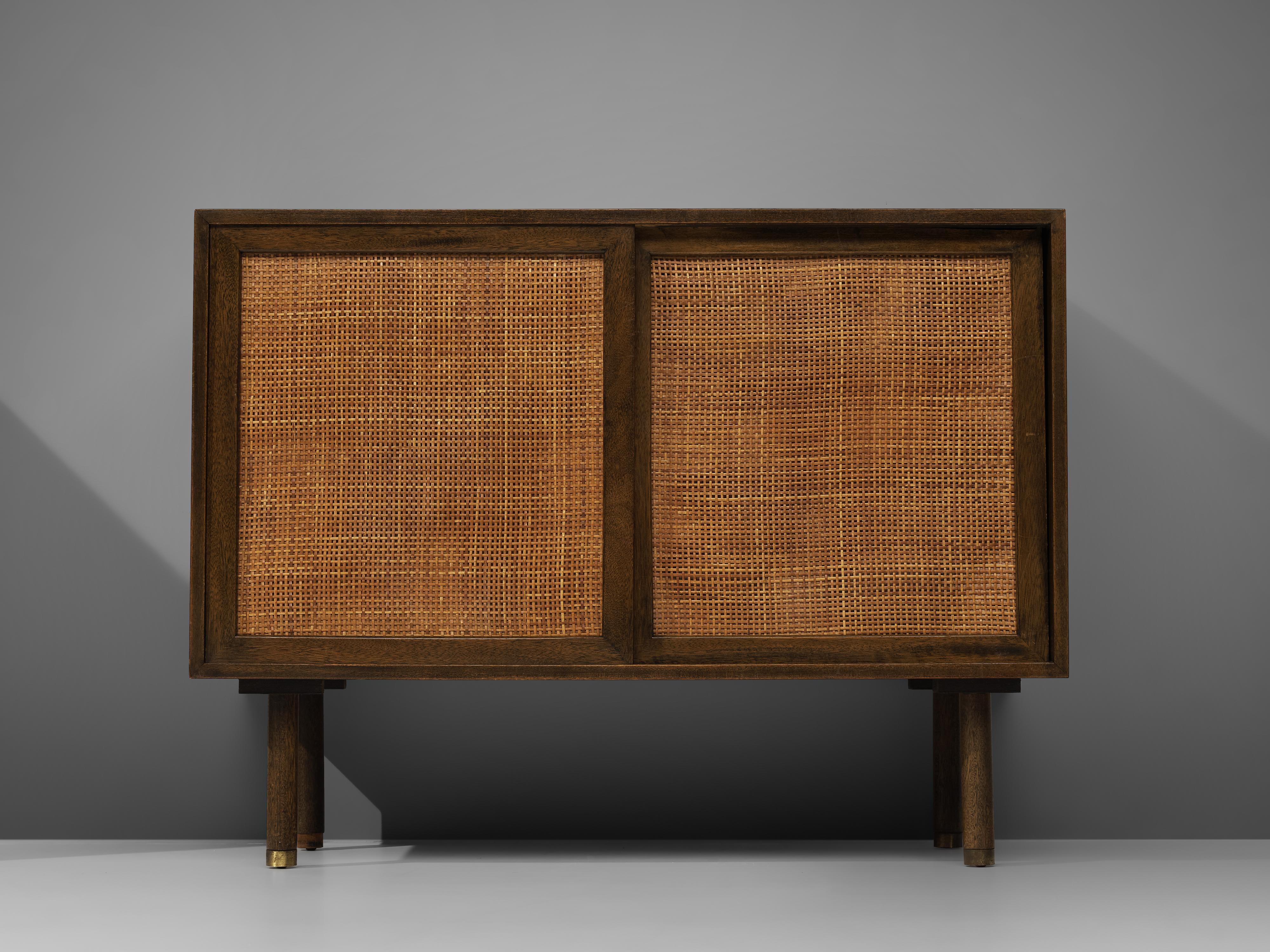 Mid-Century Modern Harvey Probber Pair of Cabinets in Mahogany and Cane