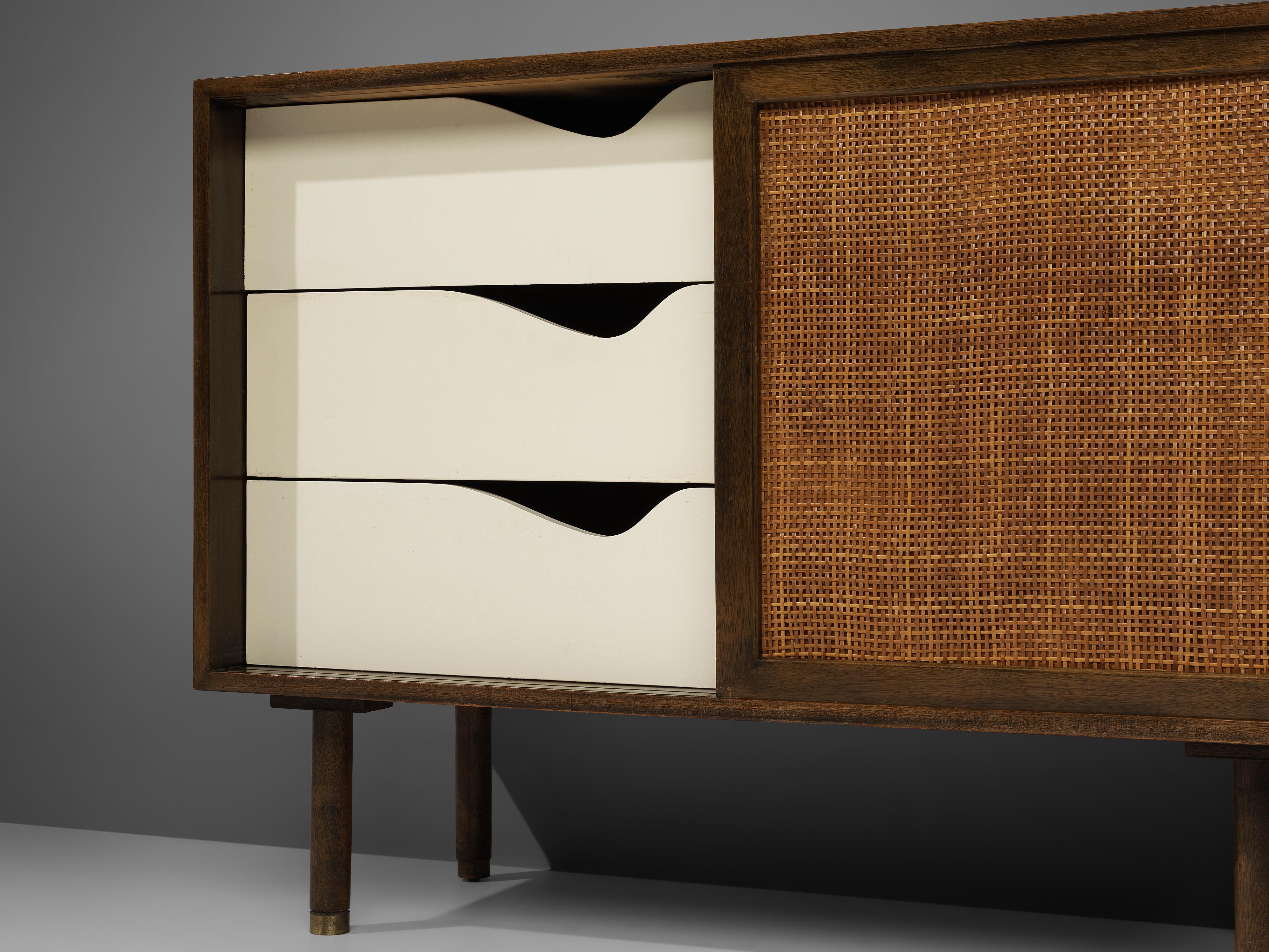 Harvey Probber Pair of Cabinets in Mahogany and Cane 1