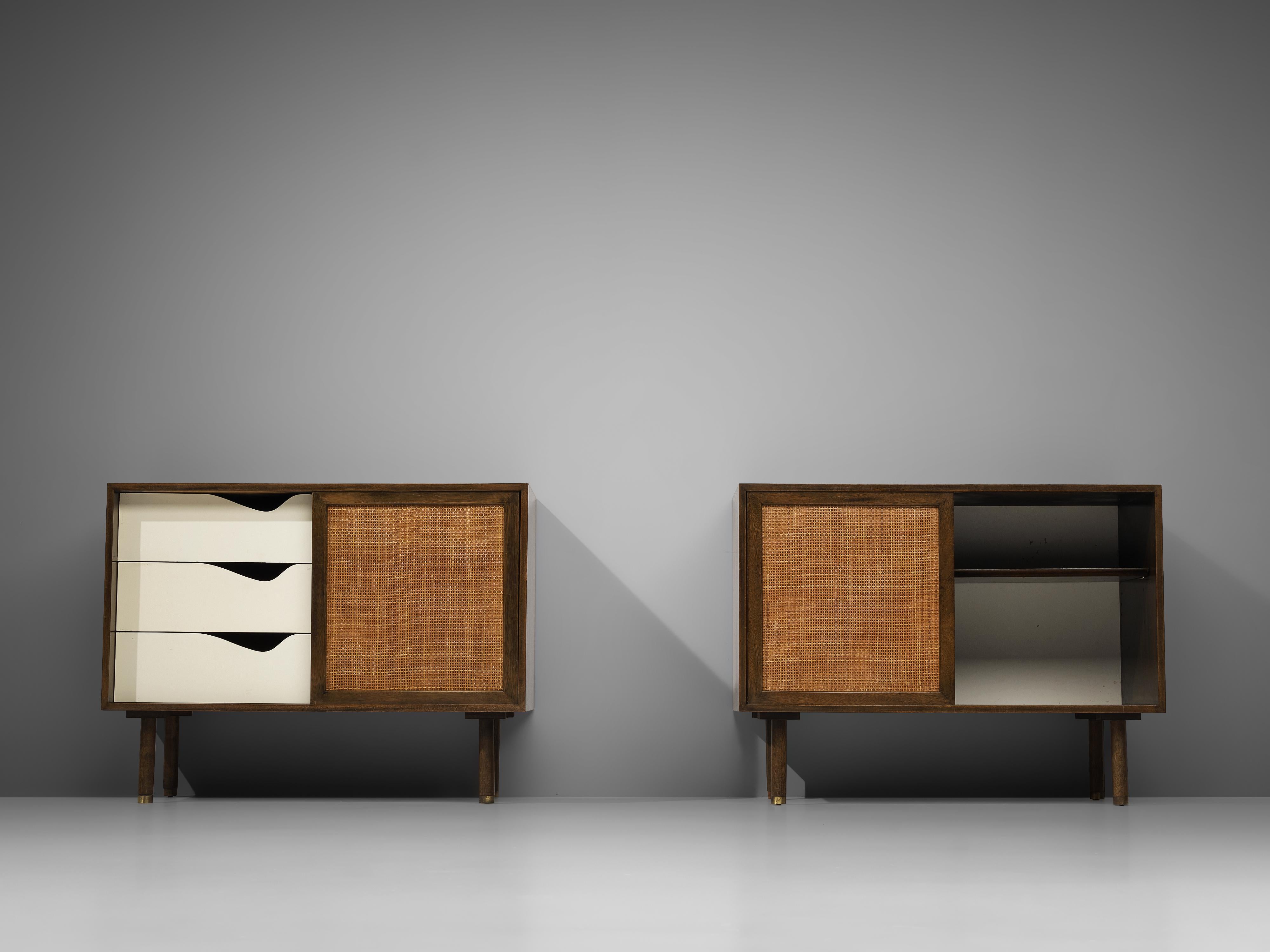 Harvey Probber Pair of Cabinets in Mahogany and Cane 2