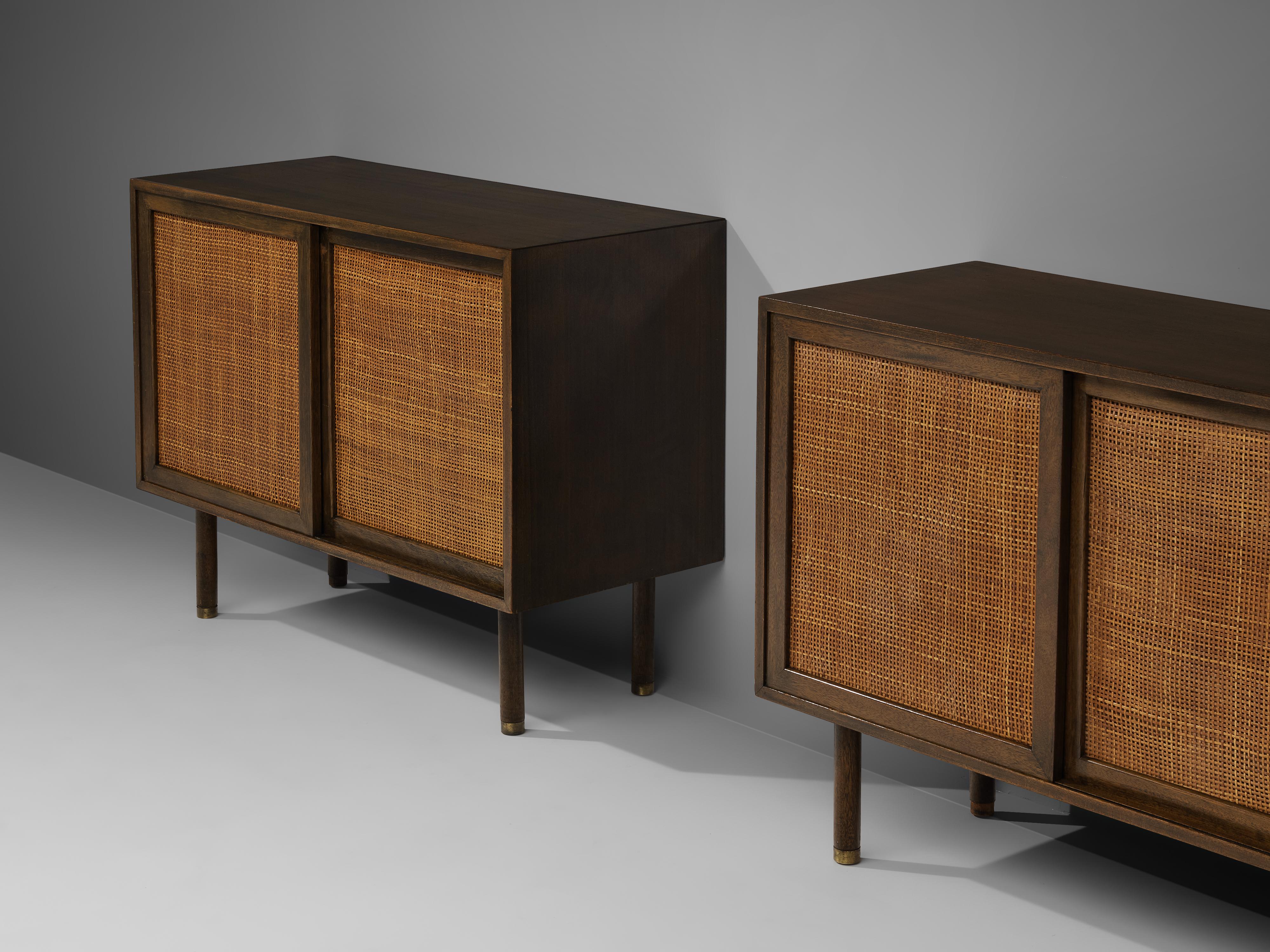 Harvey Probber Pair of Cabinets in Mahogany and Cane 3