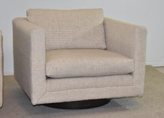 Harvey Probber Pair of Modern Swivel Cube Occasional Lounge Club Chairs, #1461