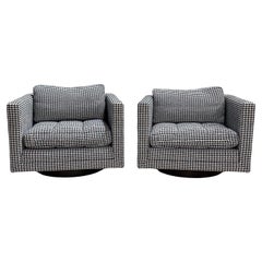 Harvey Probber Pair Swivel Cube Lounge Club Chairs, #1461, 1960