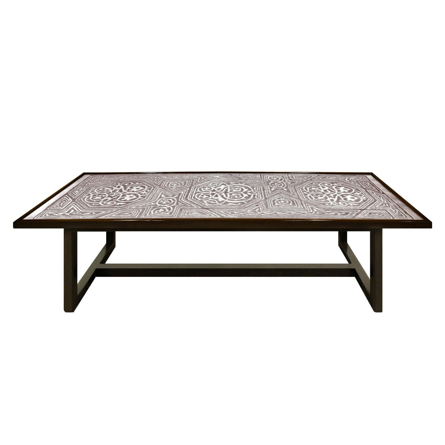 Mid-Century Modern Harvey Probber Rare Etched Pewter Top Coffee Table 1950s