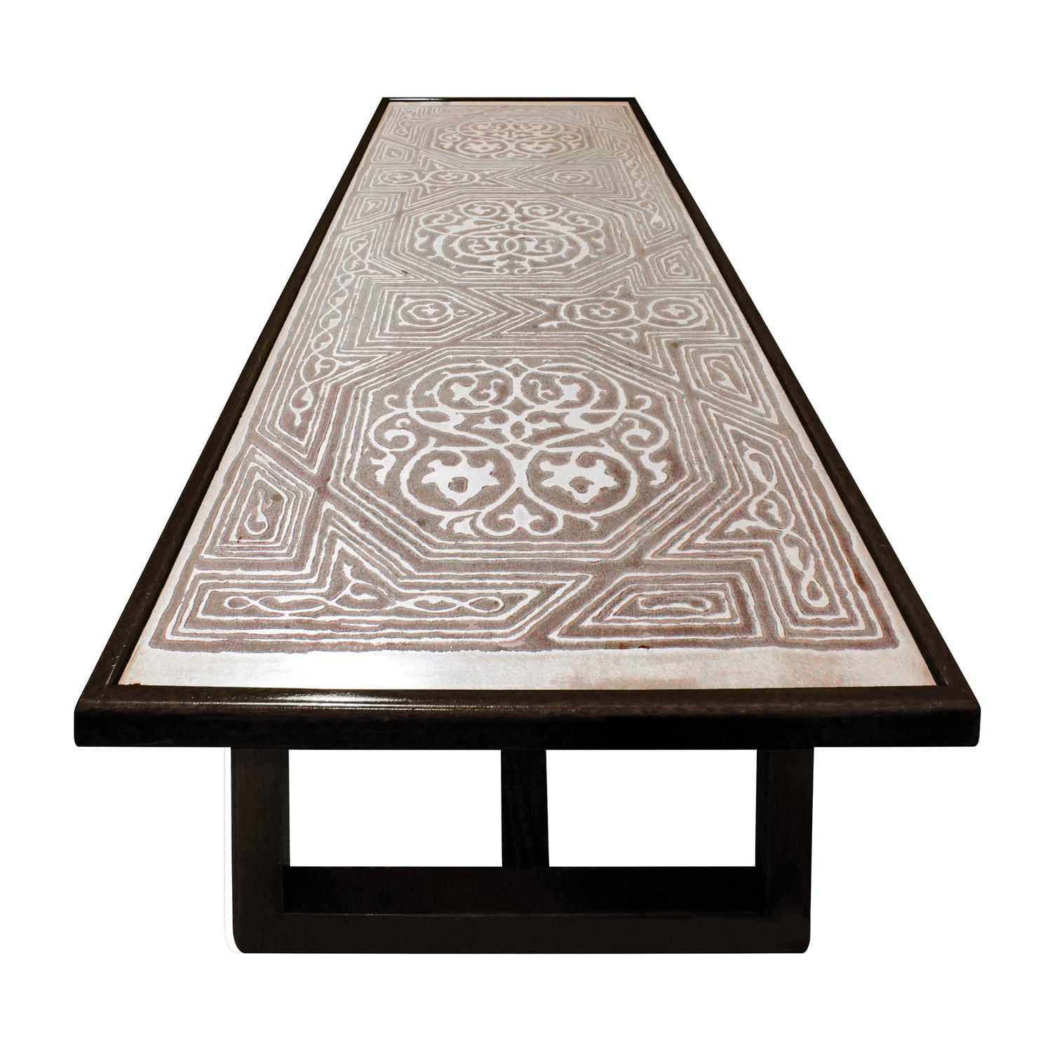 Hand-Crafted Harvey Probber Rare Etched Pewter Top Coffee Table 1950s For Sale