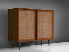 Harvey Probber Rattan and Mahogany Cabinet