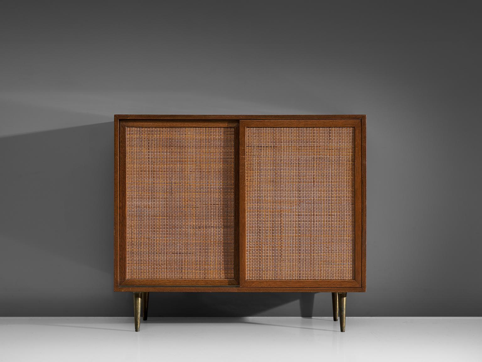 wood and rattan cabinet