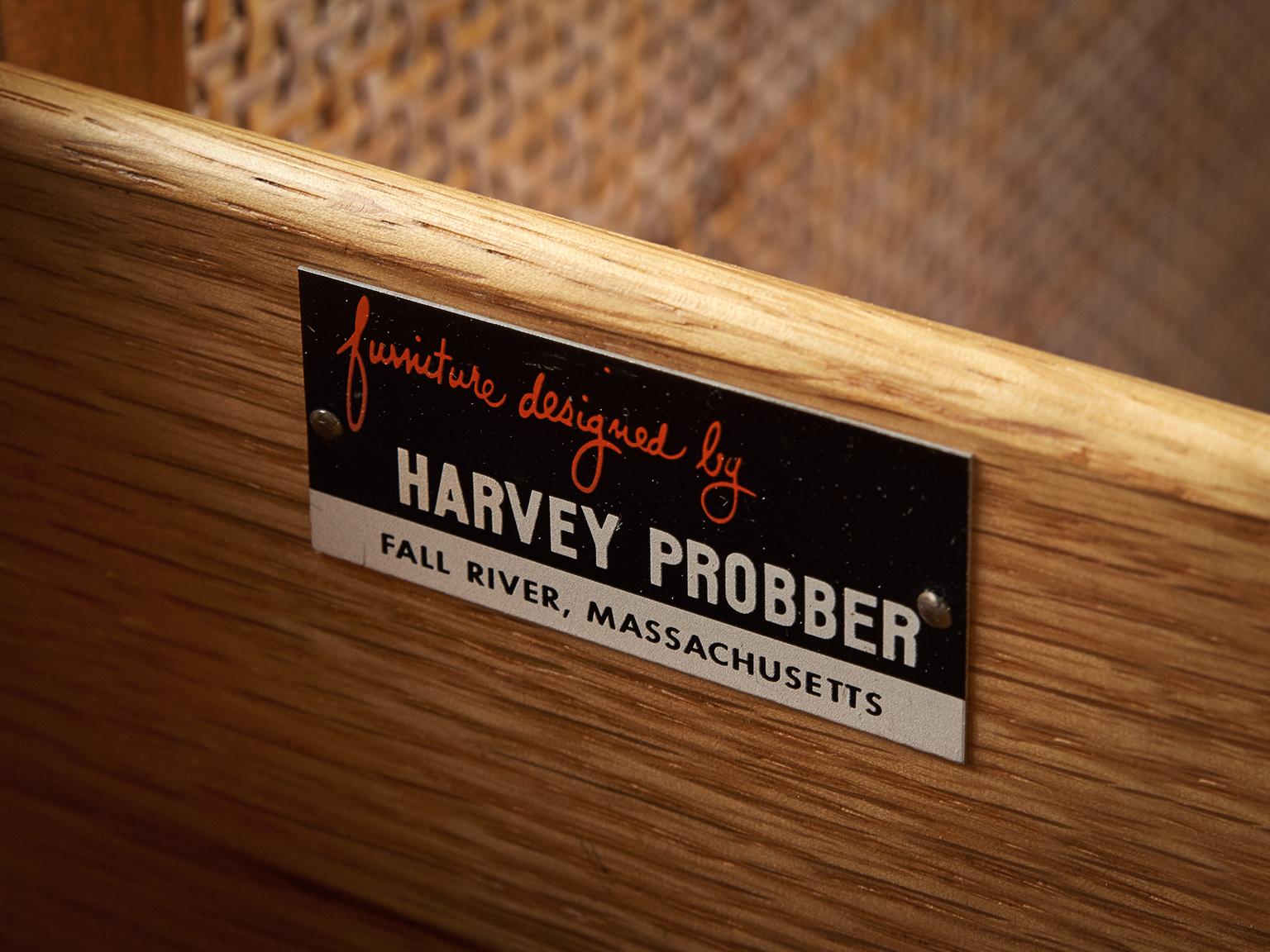Harvey Probber Rattan and Mahogany Cabinet In Good Condition In Waalwijk, NL