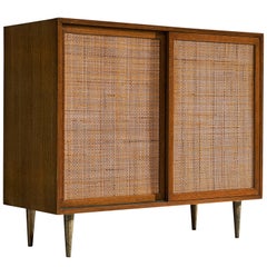 Harvey Probber Rattan and Mahogany Cabinet