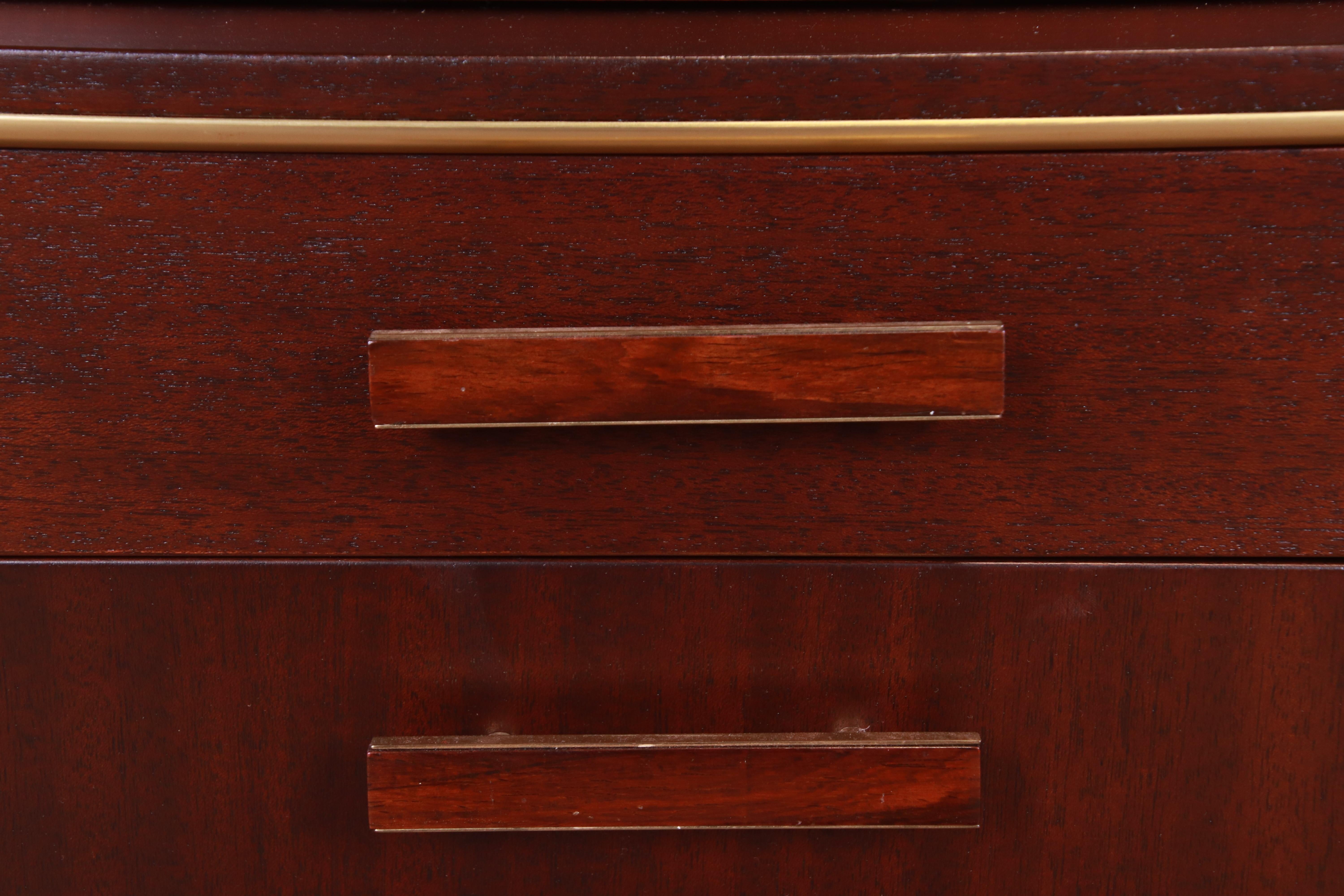 Harvey Probber Rosewood and Brass Breakfront Bookcase or Bar Cabinet, Refinished For Sale 7
