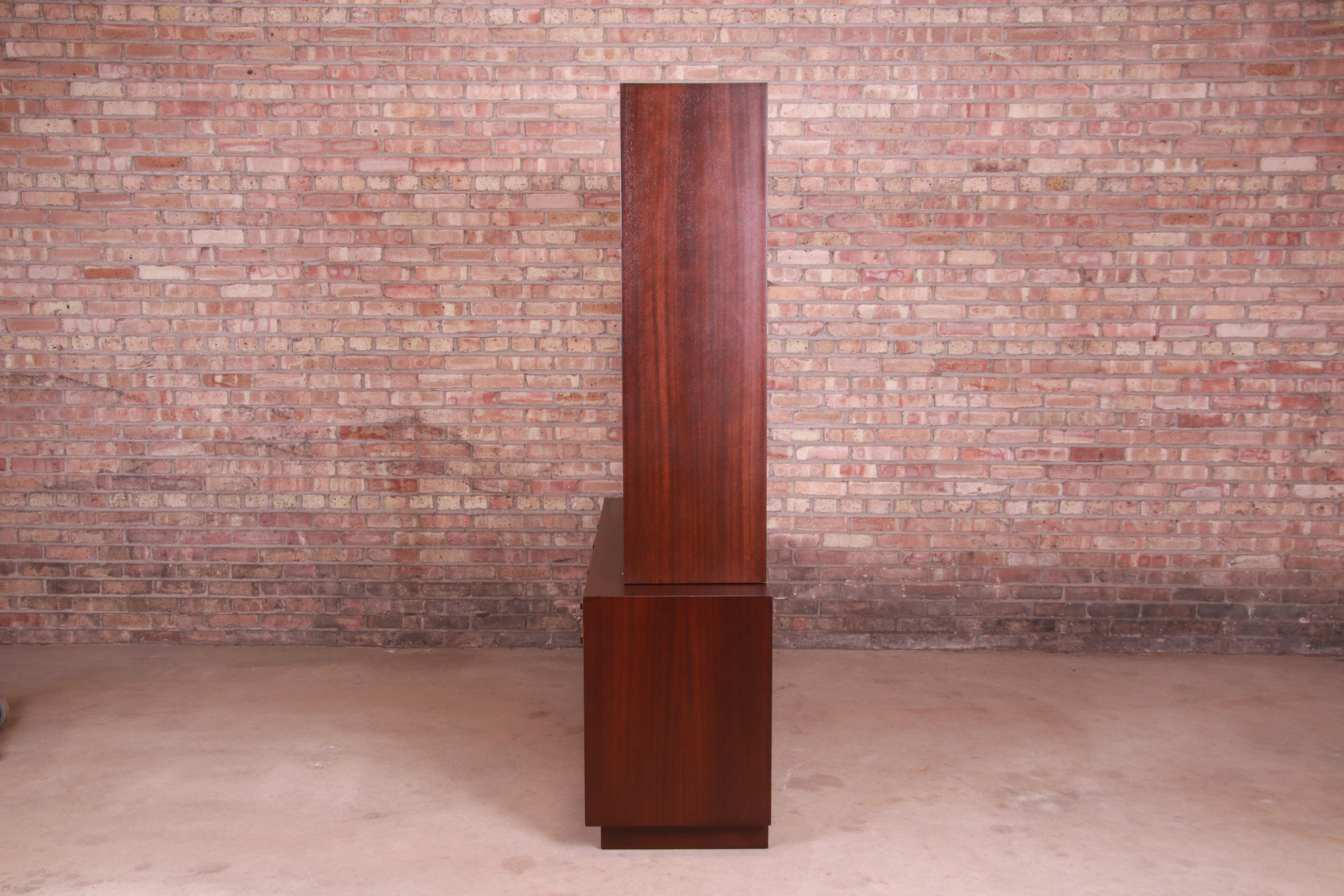 Harvey Probber Rosewood and Brass Breakfront Bookcase or Bar Cabinet, Refinished For Sale 9