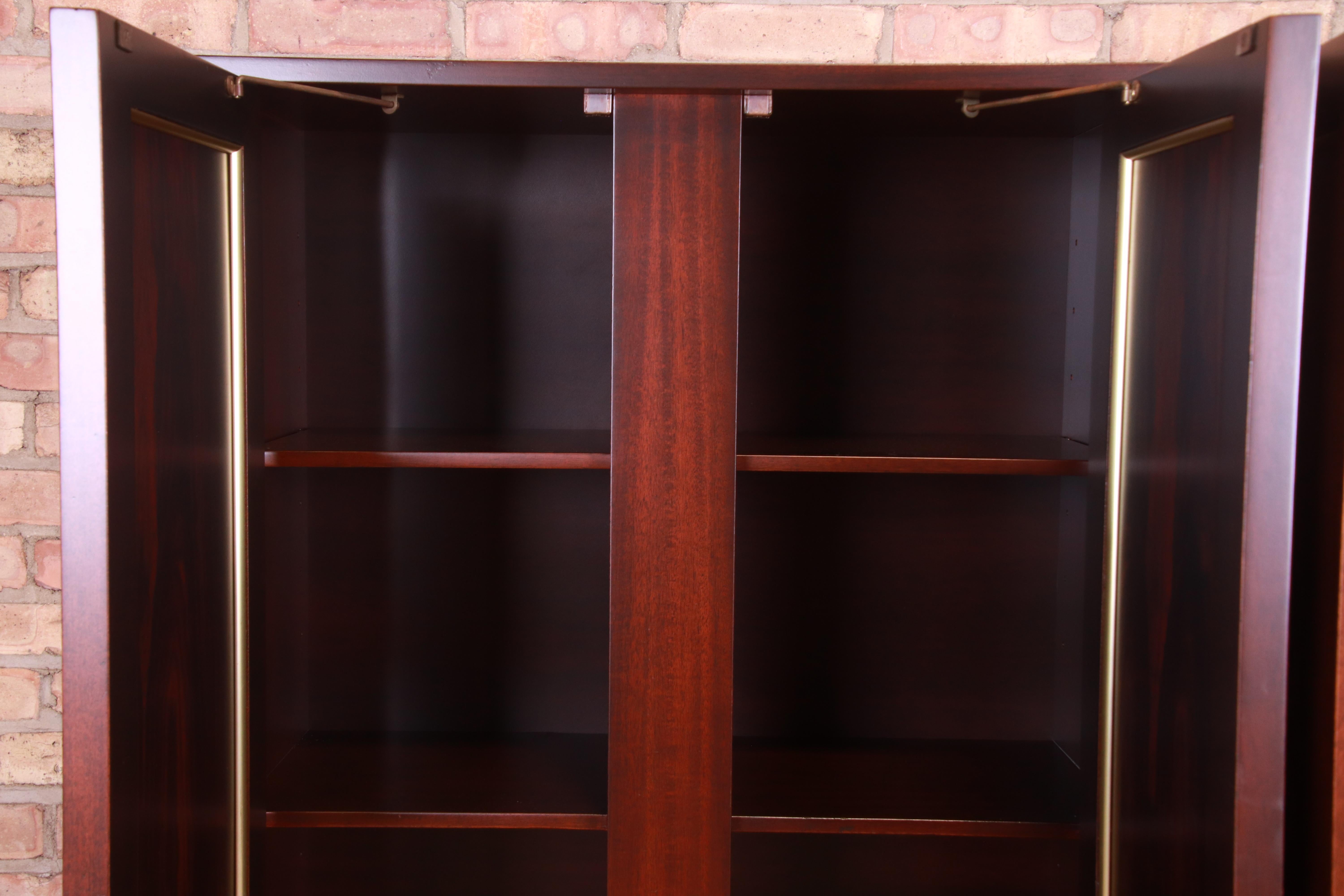 Harvey Probber Rosewood and Brass Breakfront Bookcase or Bar Cabinet, Refinished For Sale 2