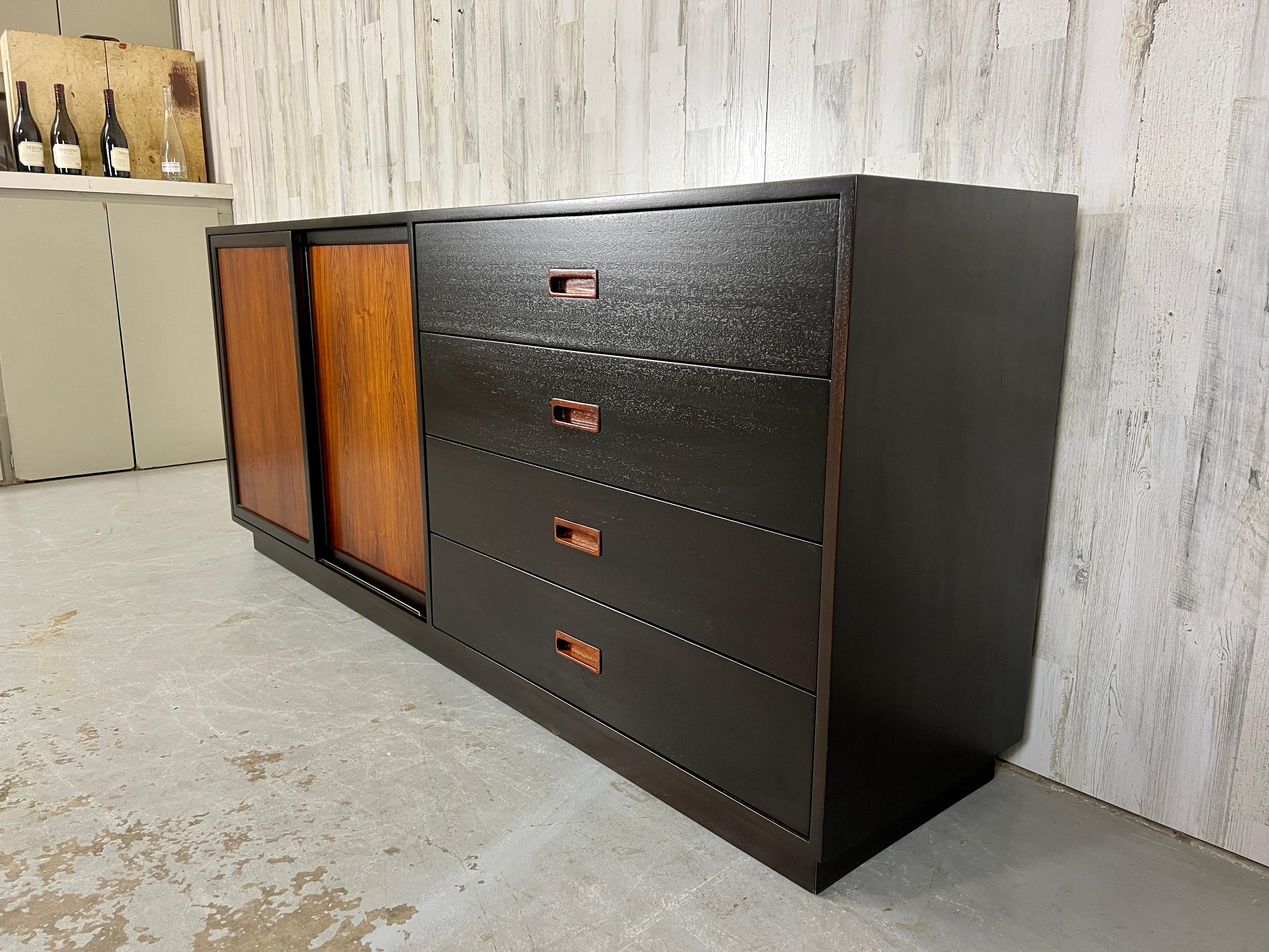 American Harvey Probber Rosewood and Ebonized Mahogany Credenza For Sale